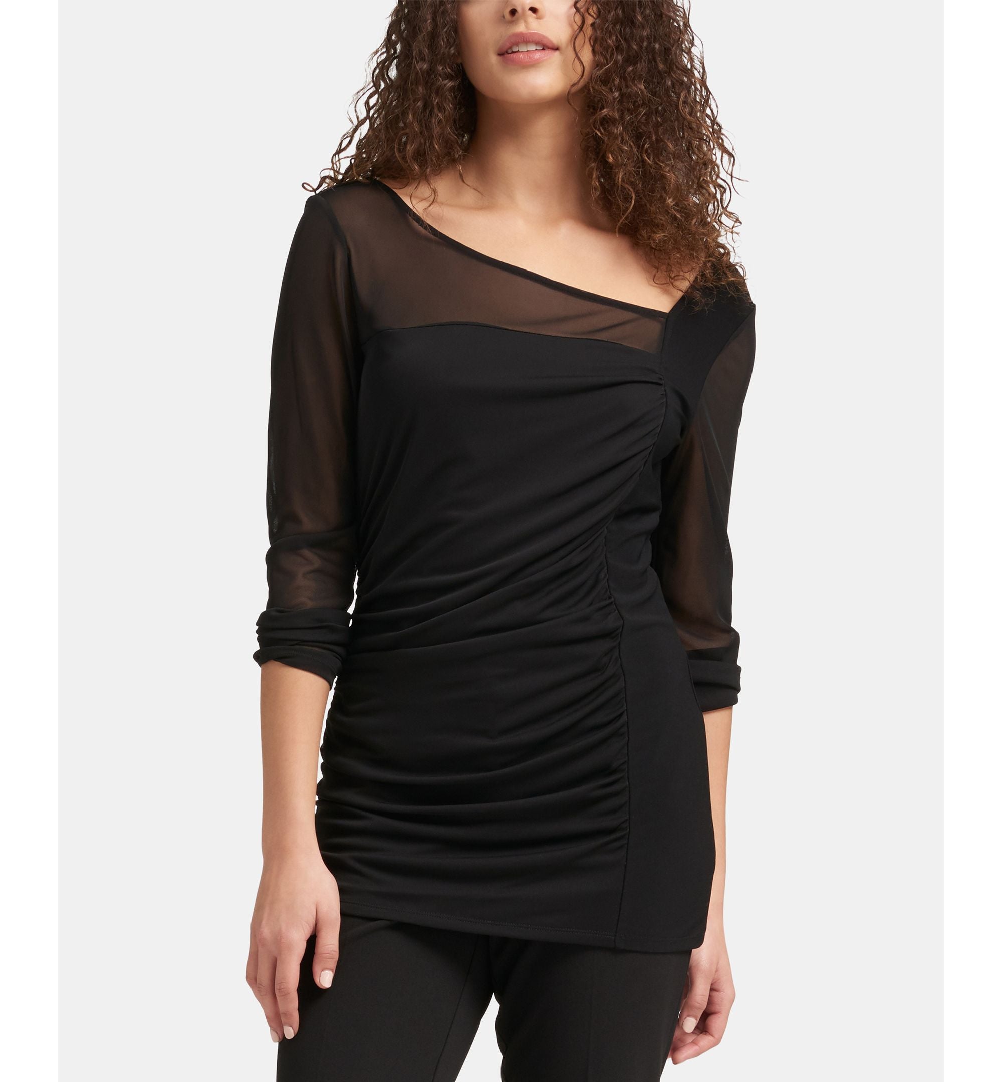 DKNY Draped Mesh Panel Top