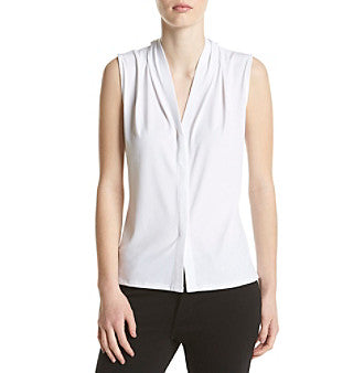 Gathered V-Neck Sleeveless Top