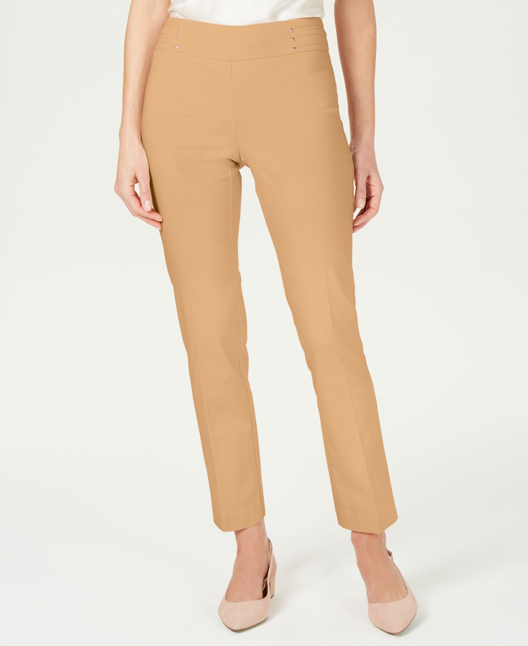 JM Collection Studded Tummy Control Pull On Pants