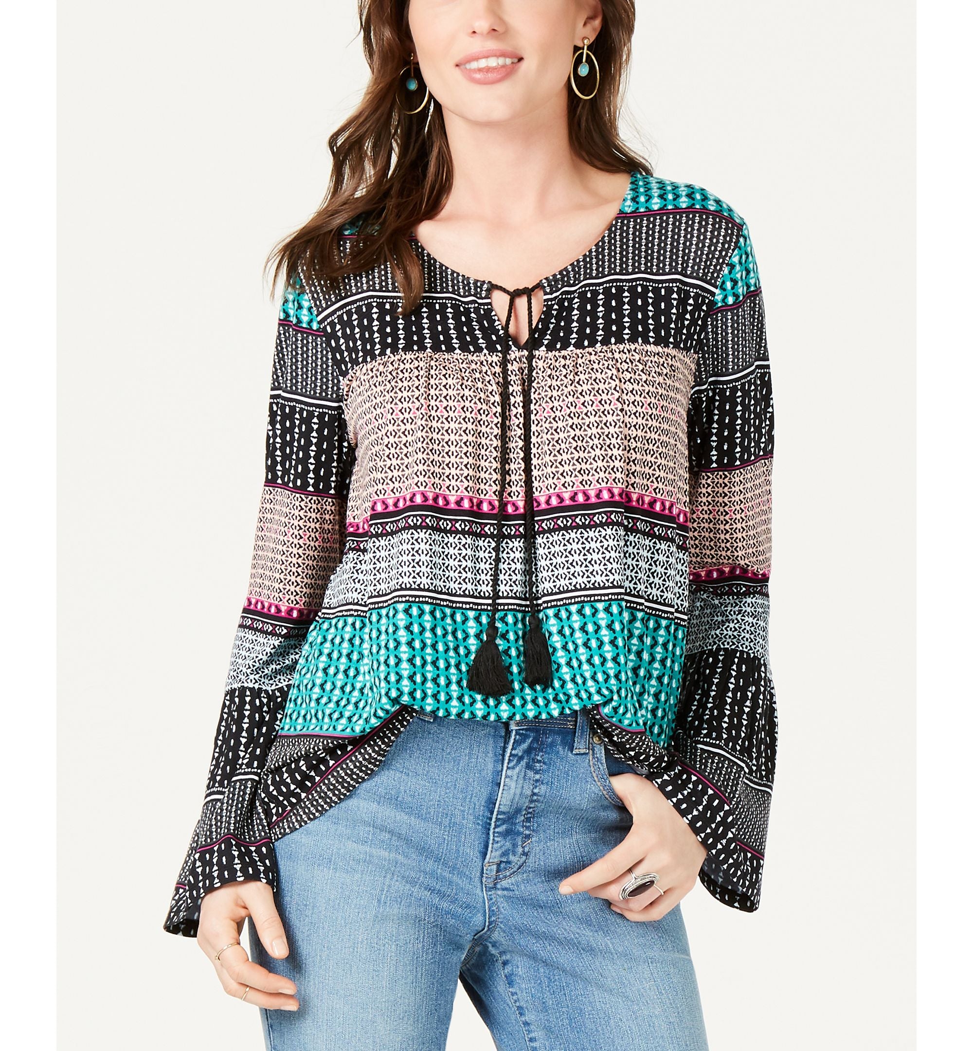 Geo-Print Peasant Top