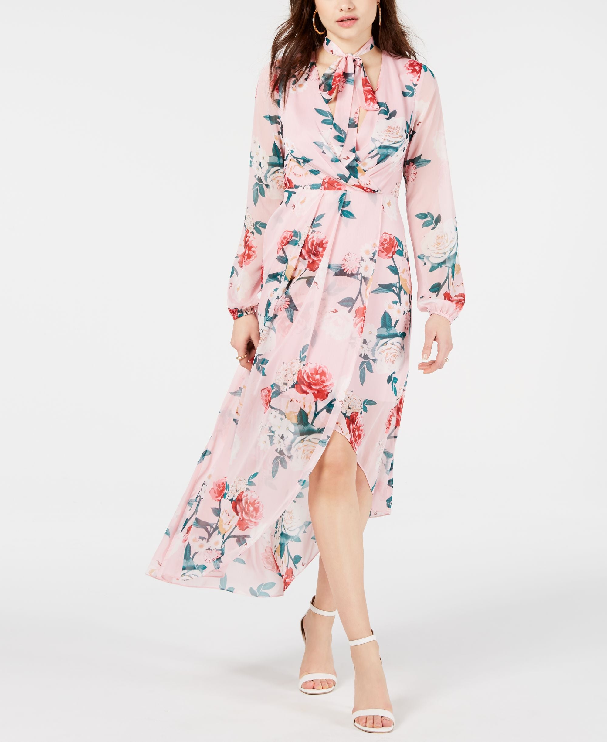 Guess Kellyanne Floral Print High Low Dress