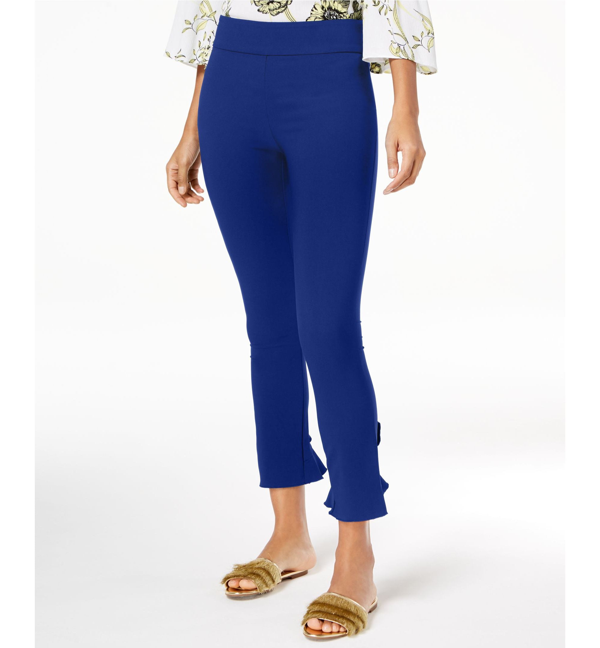 INC Curvy Ruffled-Hem Ankle Skinny Pants