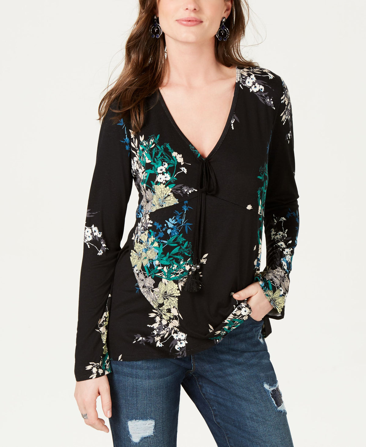 Printed Surplice Top