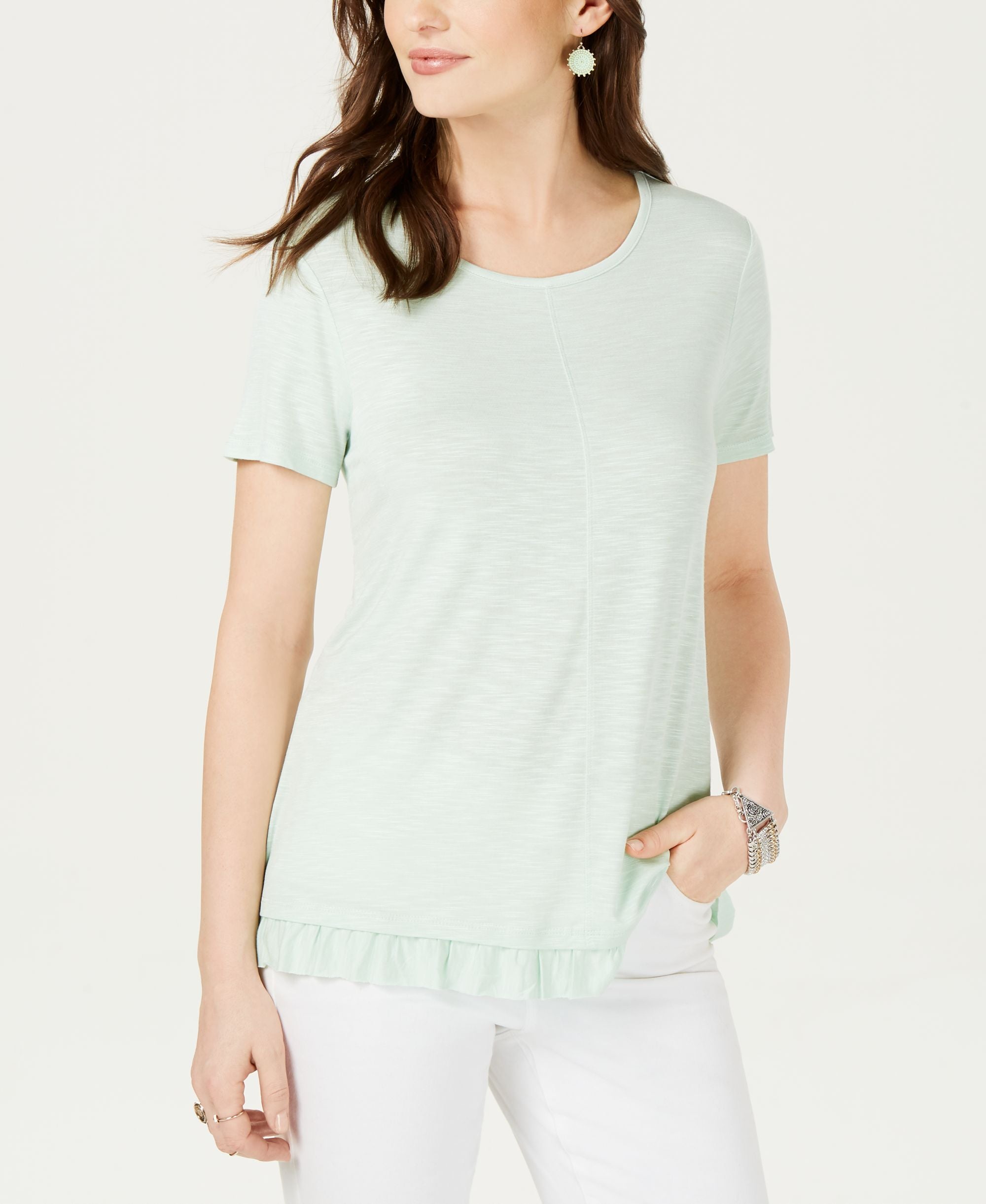 Style & Co Petite Ruffled Hem Top