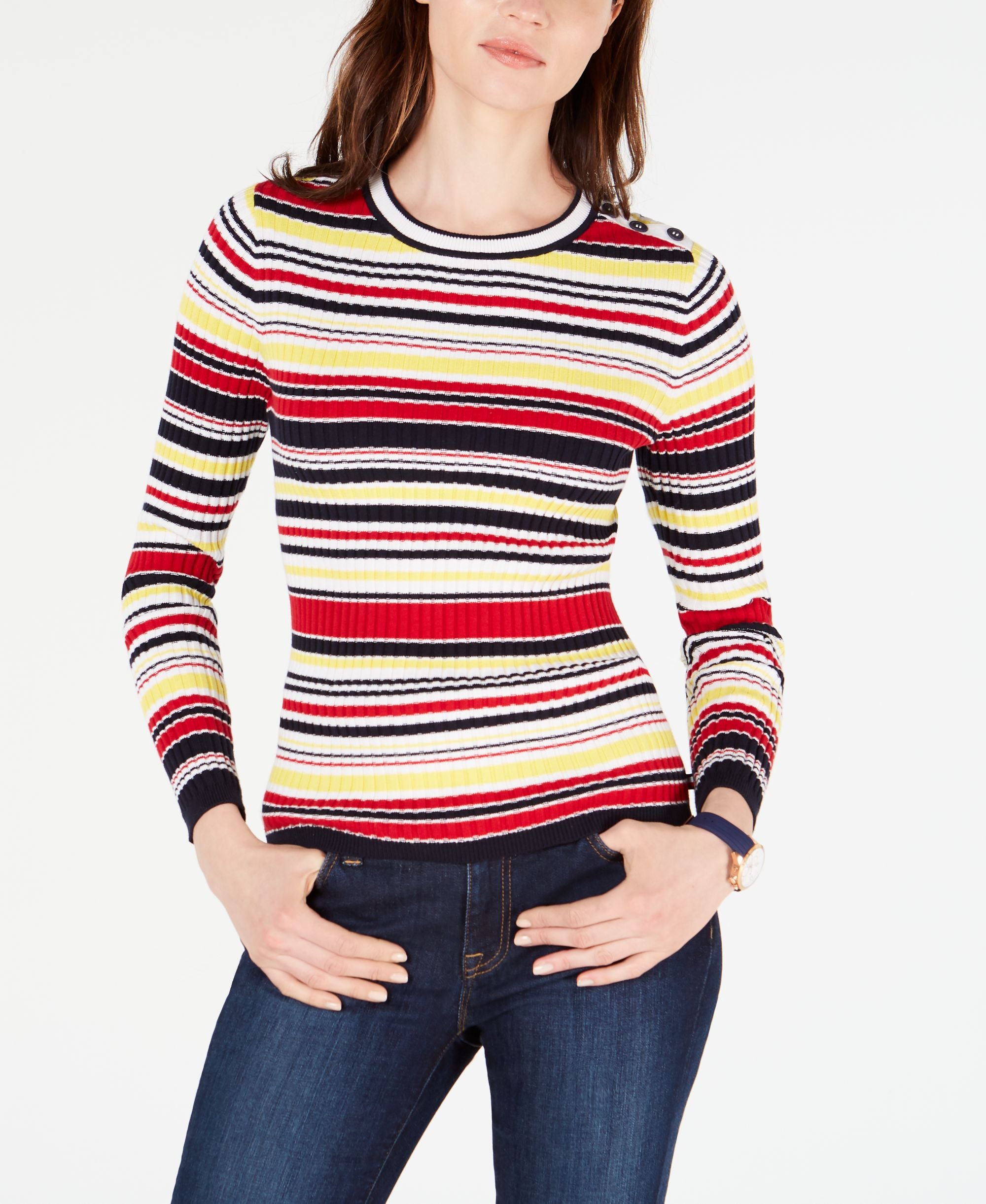 Tommy Hilfiger Ribbed Cotton Striped Sweater