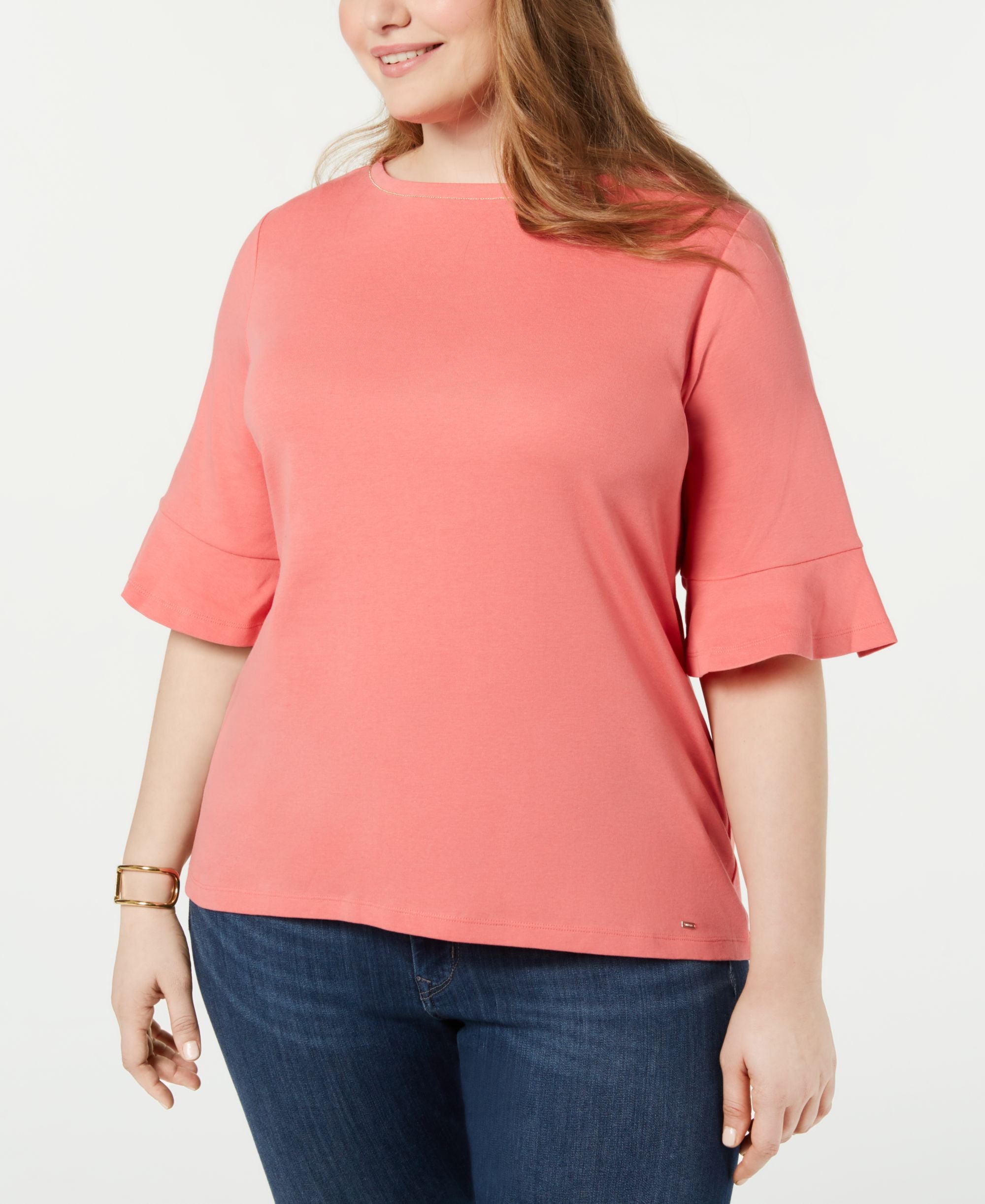 Tommy Hilfiger Plus Size Cotton Flared Sleeve Top