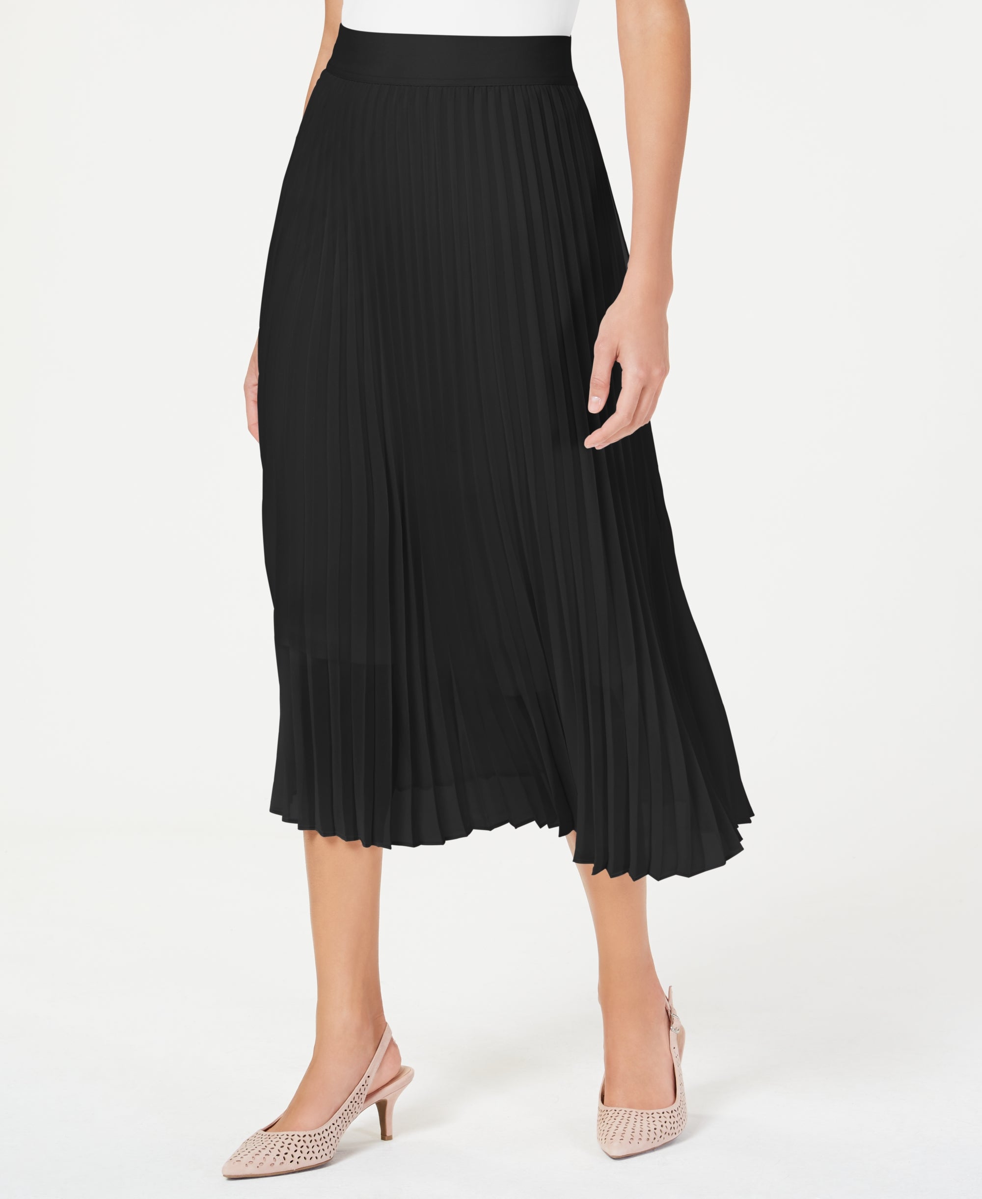 Women's Pleated Midi Skirt Deep Black M