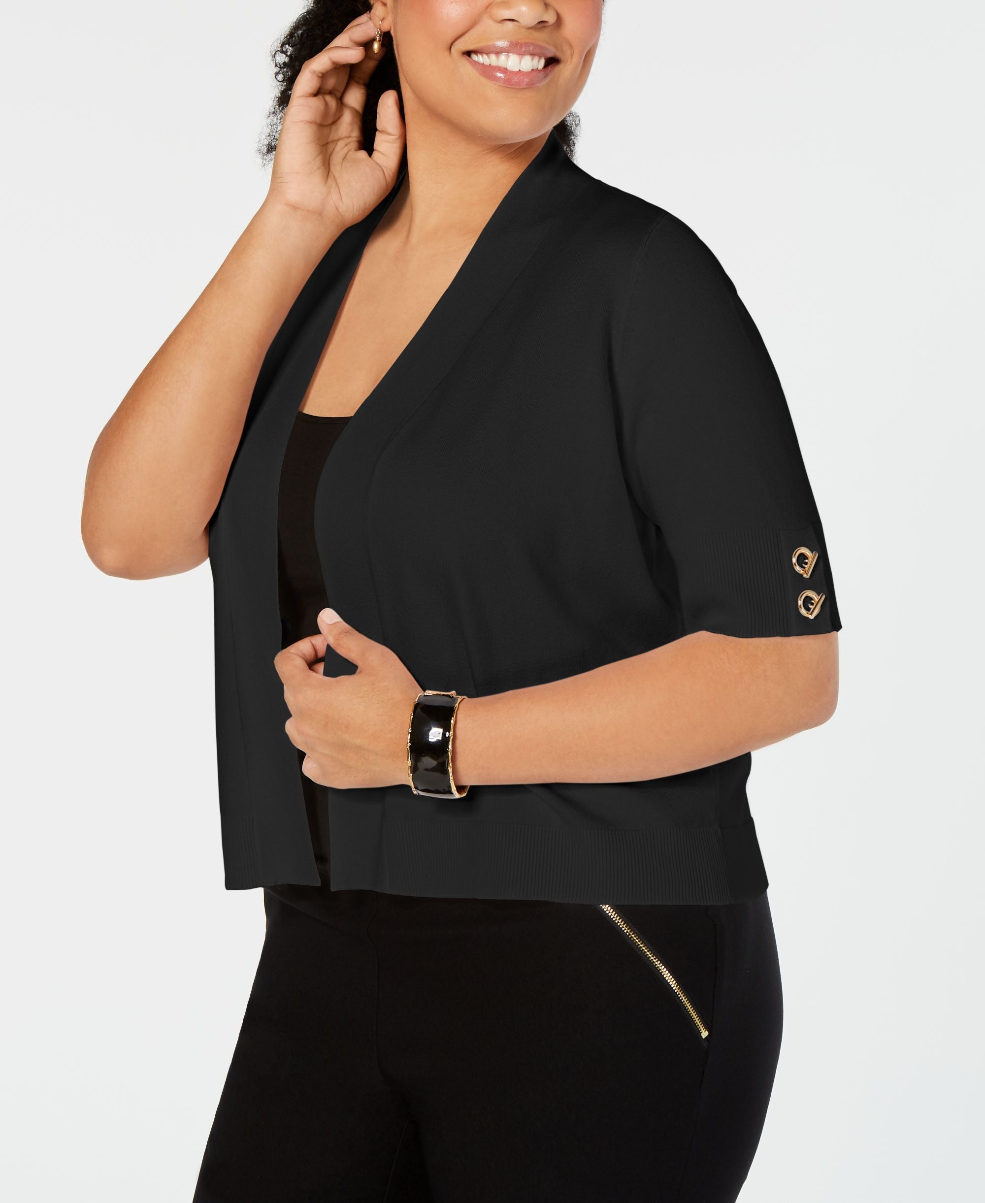 JM Collection Plus Size Open Front Cardigan