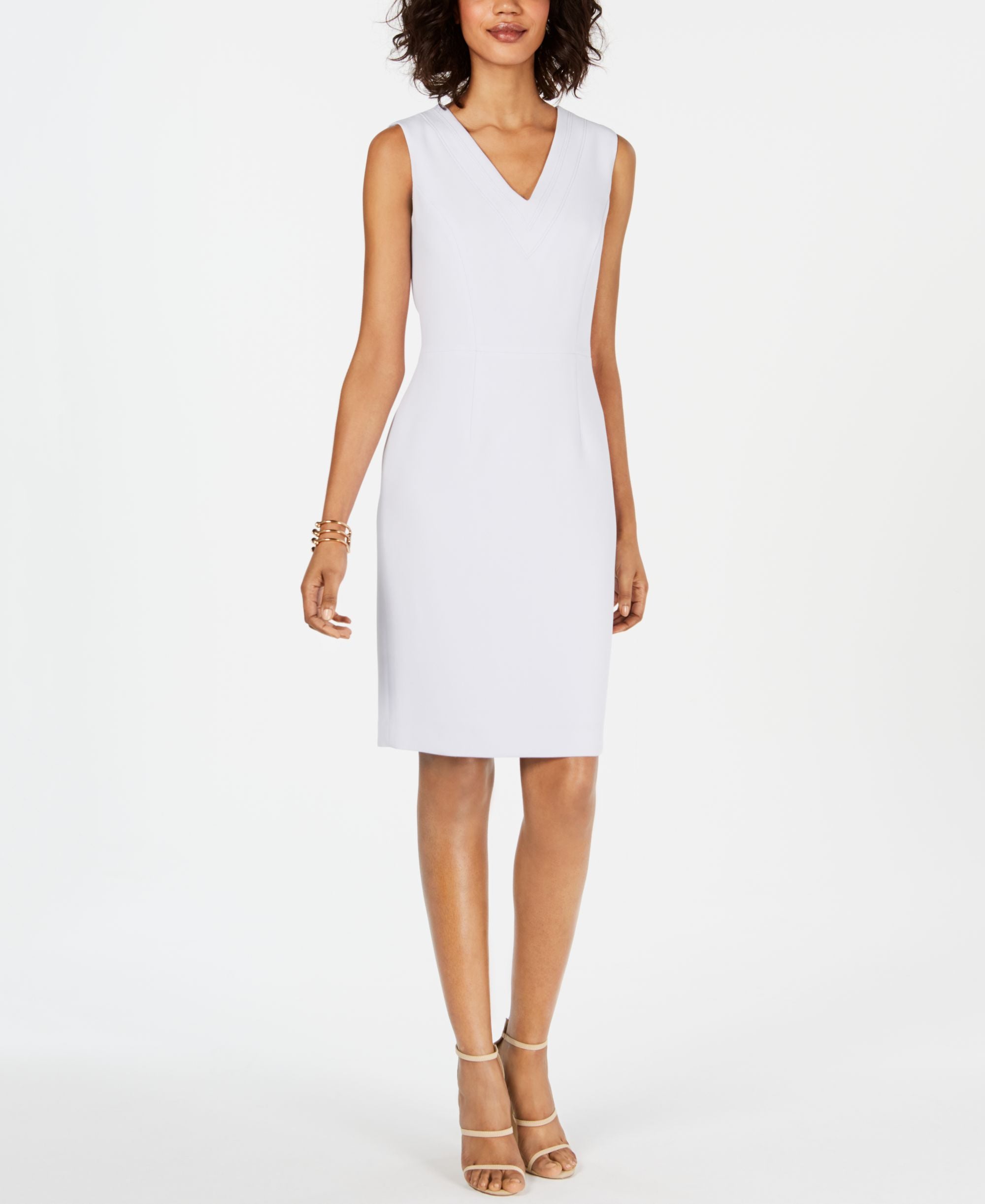 Nine West V Neck Sleeveless Sheath Dress
