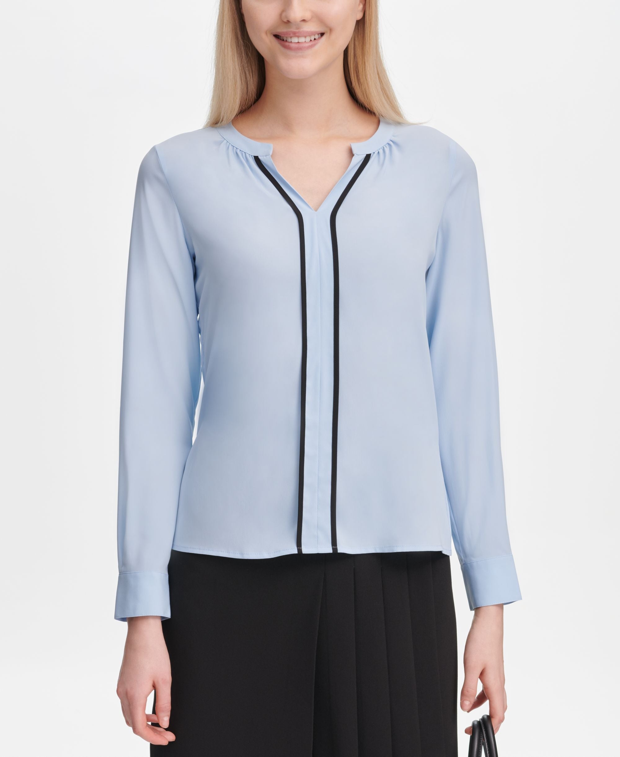Calvin Klein Piped Trim Woven Blouse
