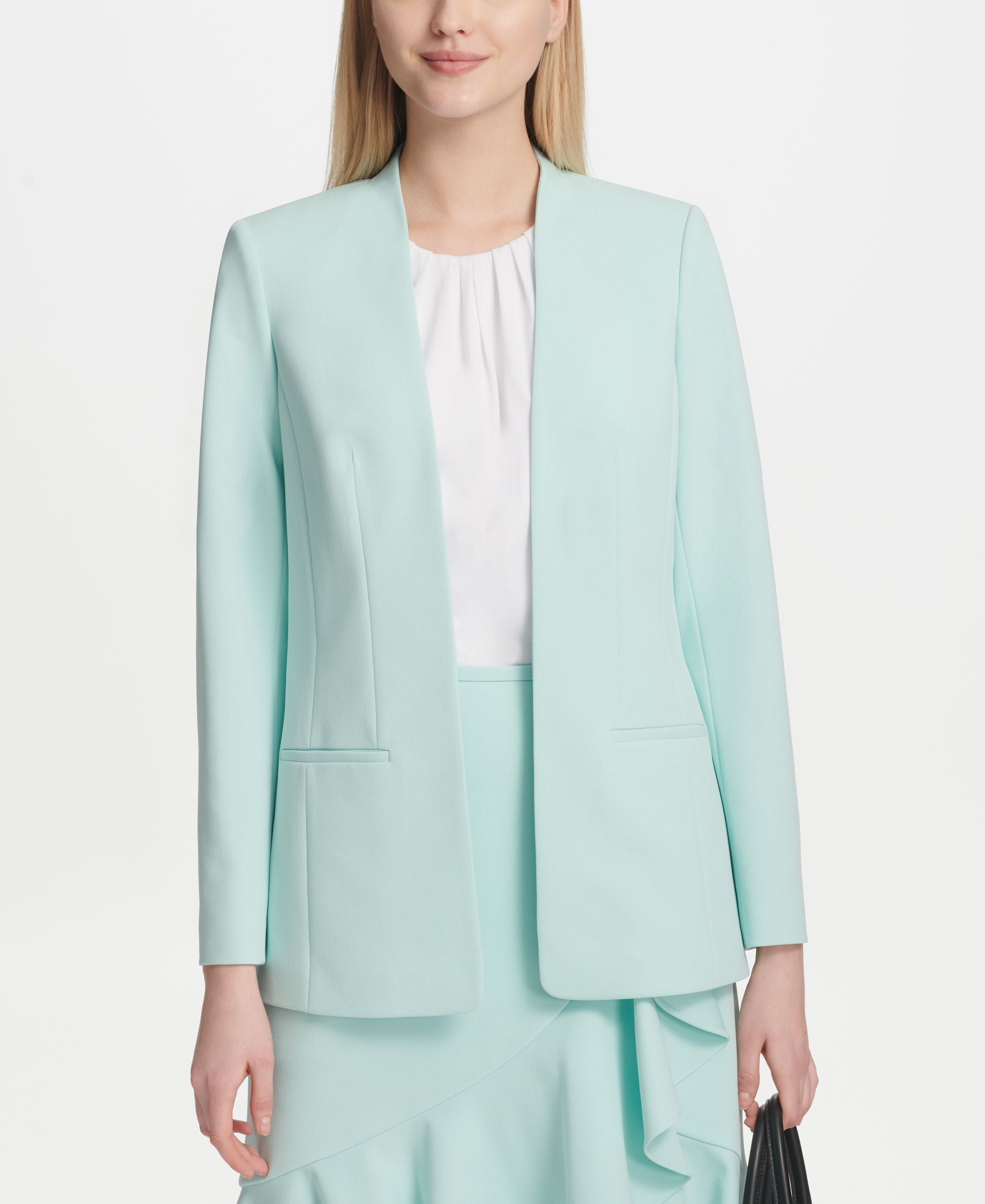 Calvin Klein Collarless Open Front Jacket