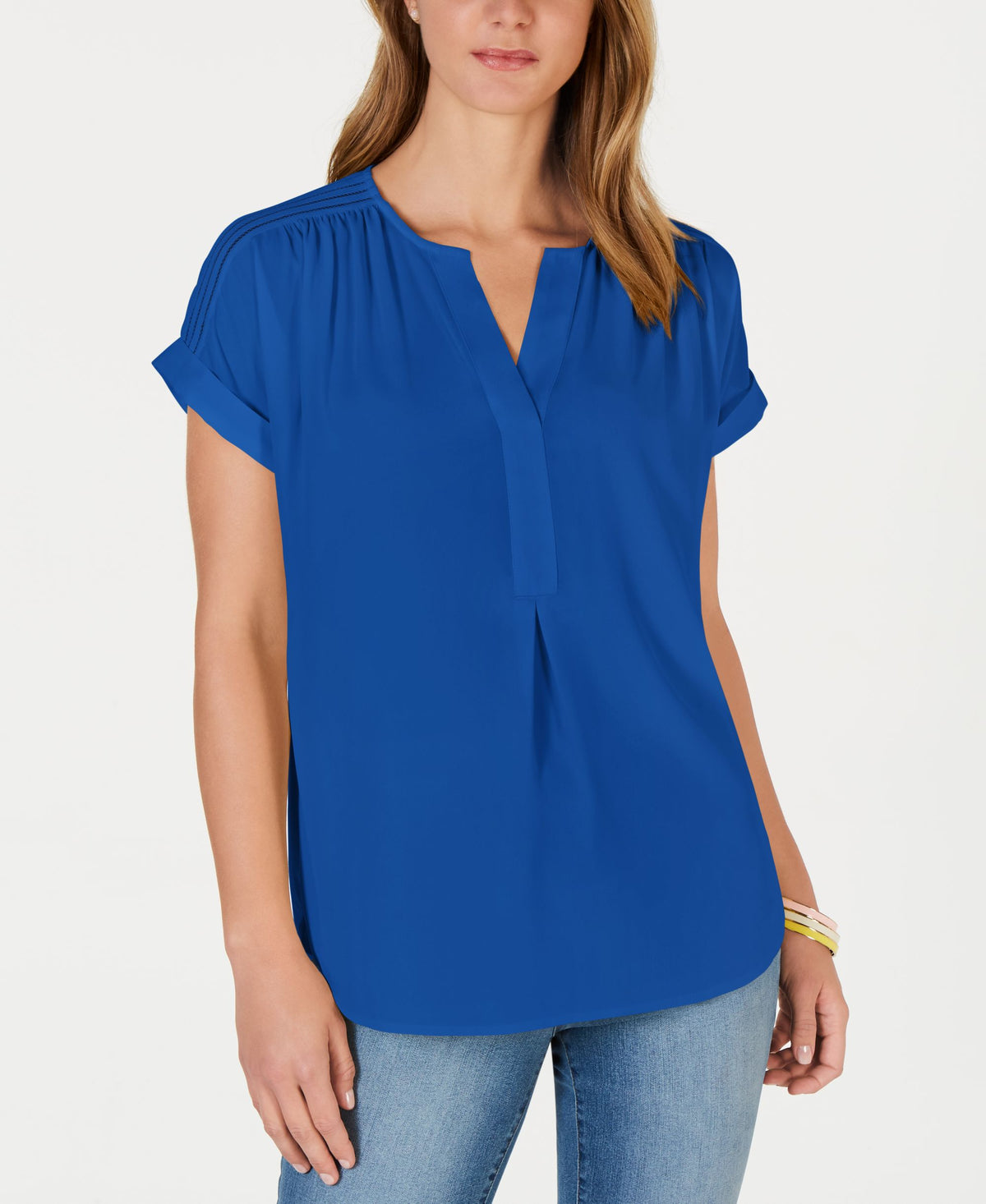 Charter Club Petite Split Neck Top