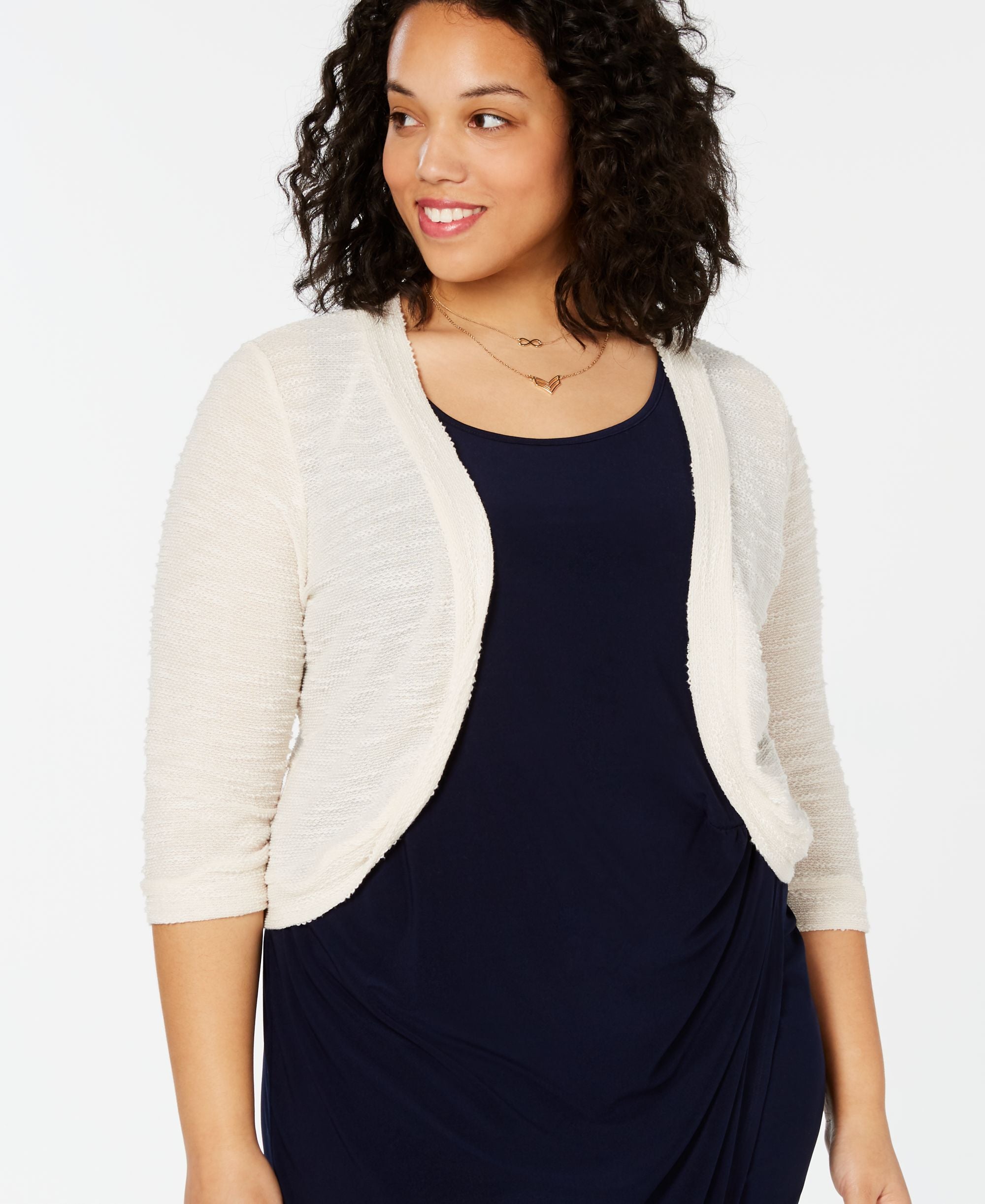 Plus Size 3/4-Sleeve Shrug