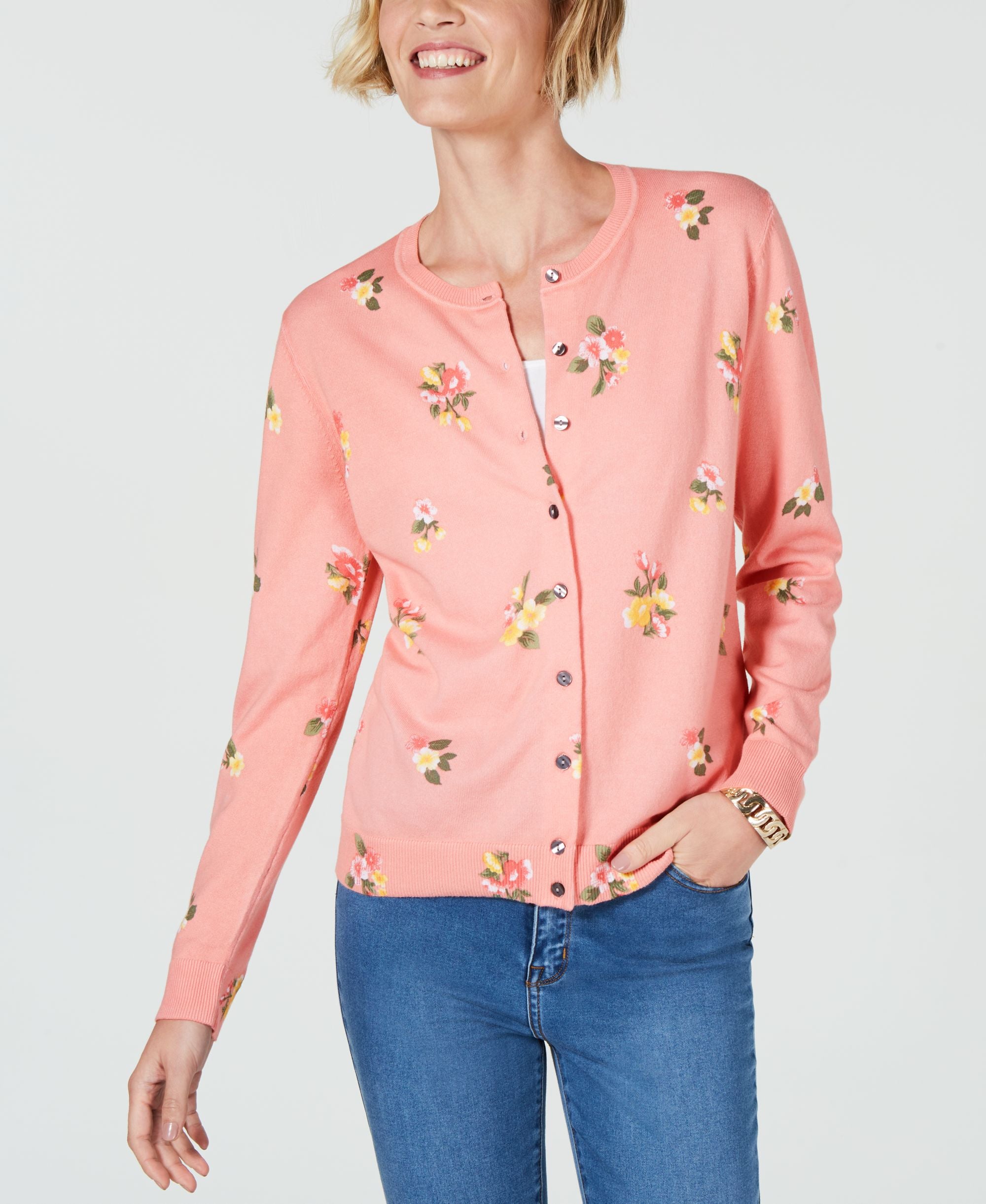 Karen Scott Floral Print Cardigan