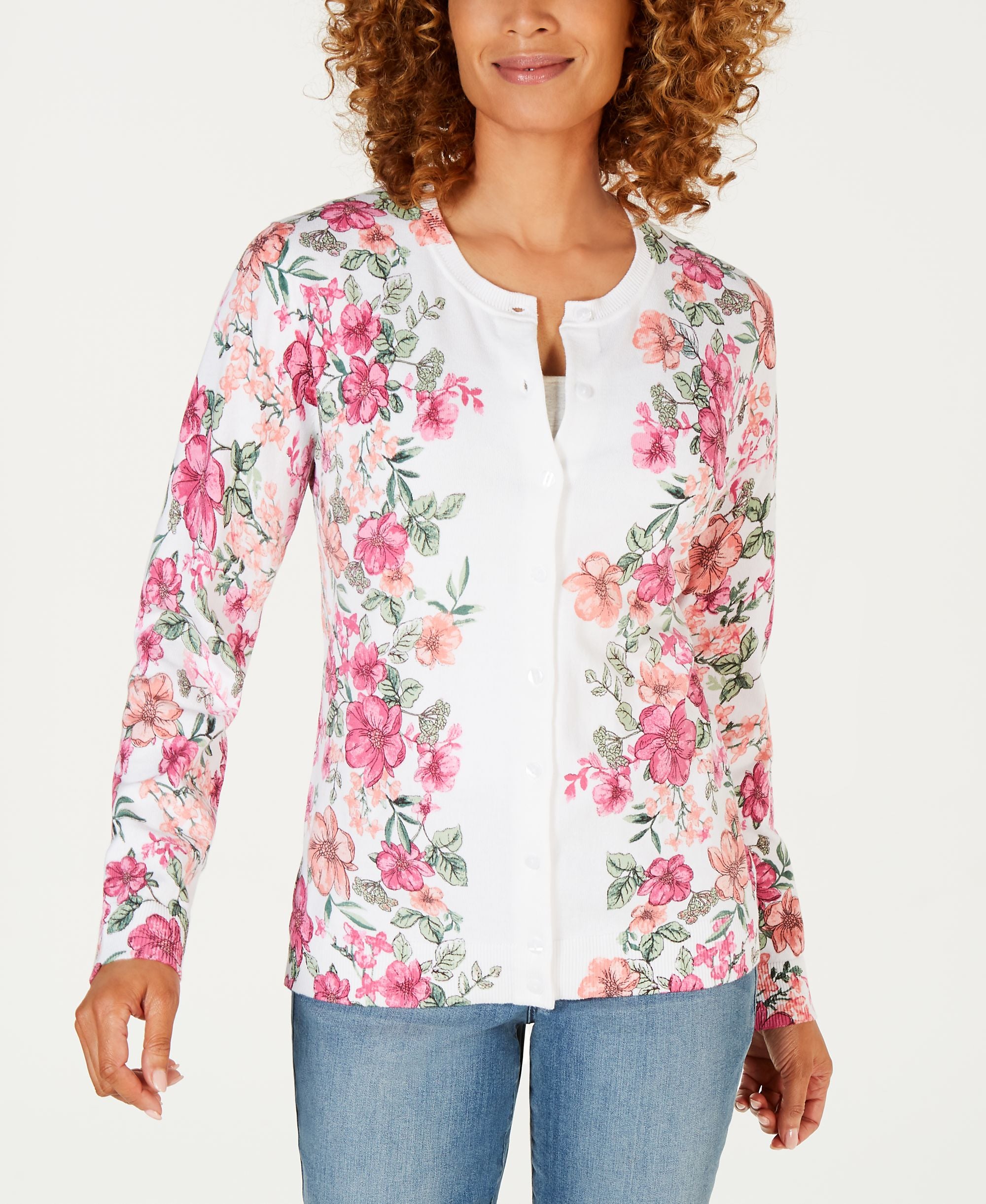 Karen Scott Floral Print Cardigan