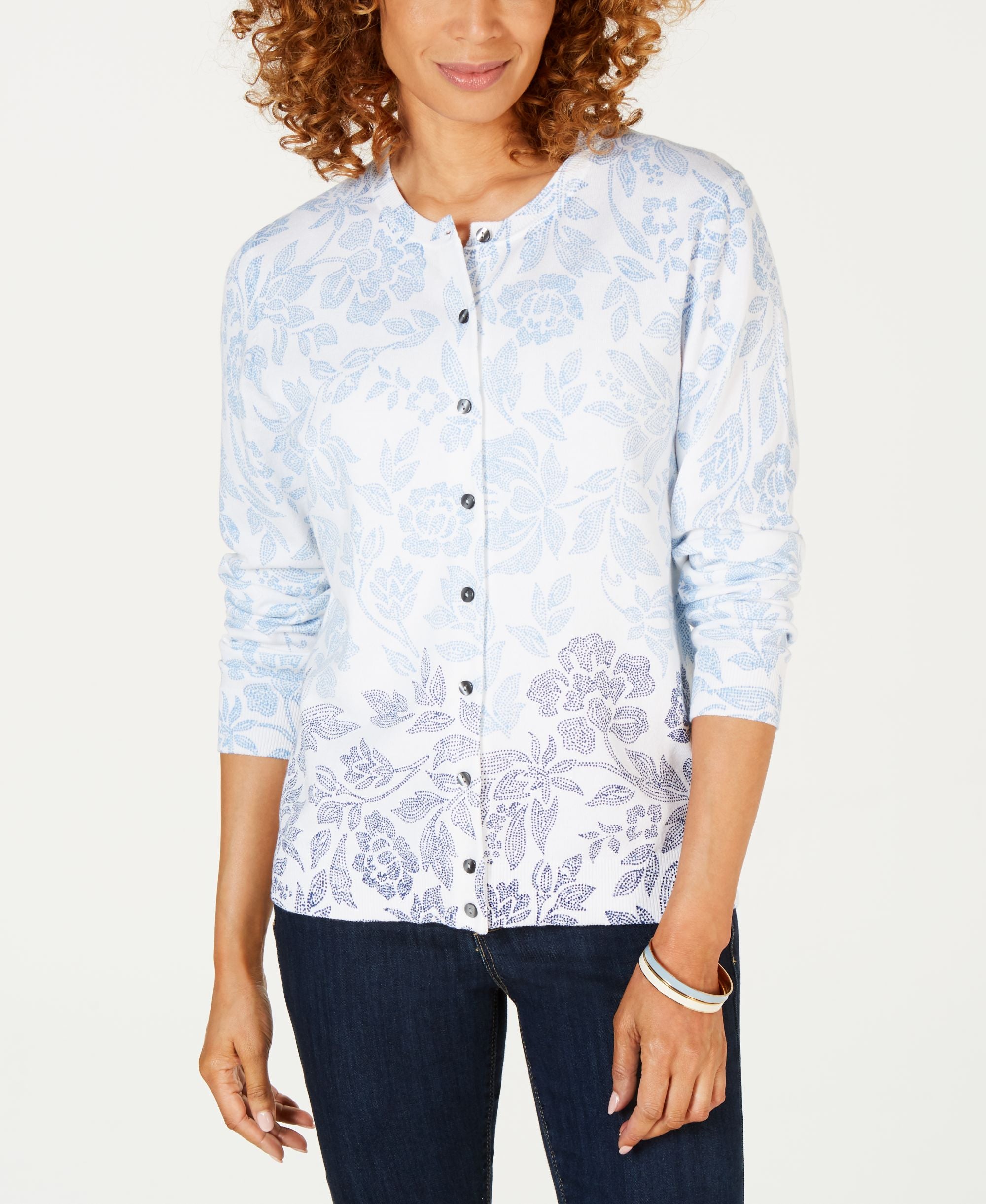 Petite Floral-Print Cardigan