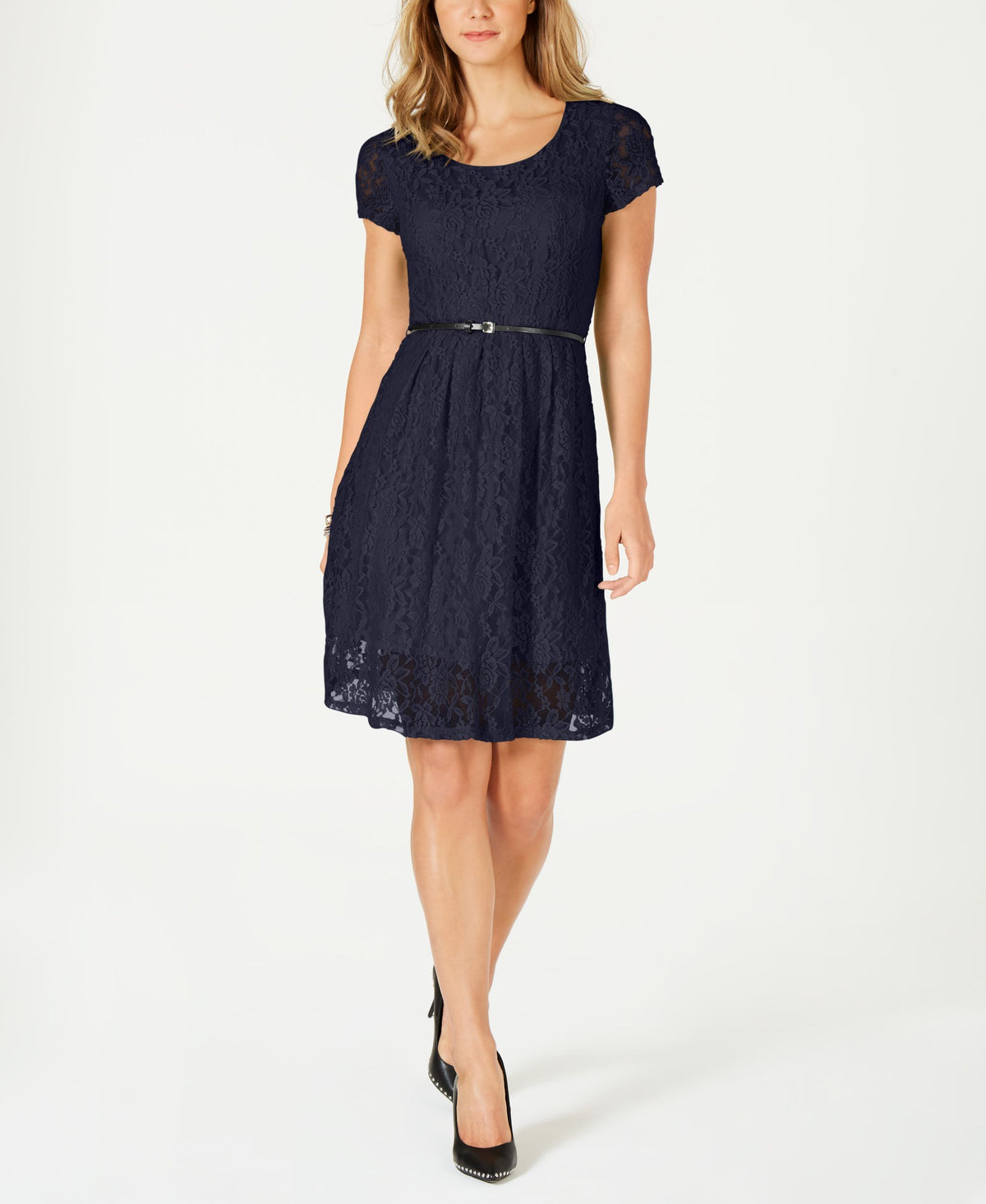 NY Collection Petite Lace Fit Flare Dress