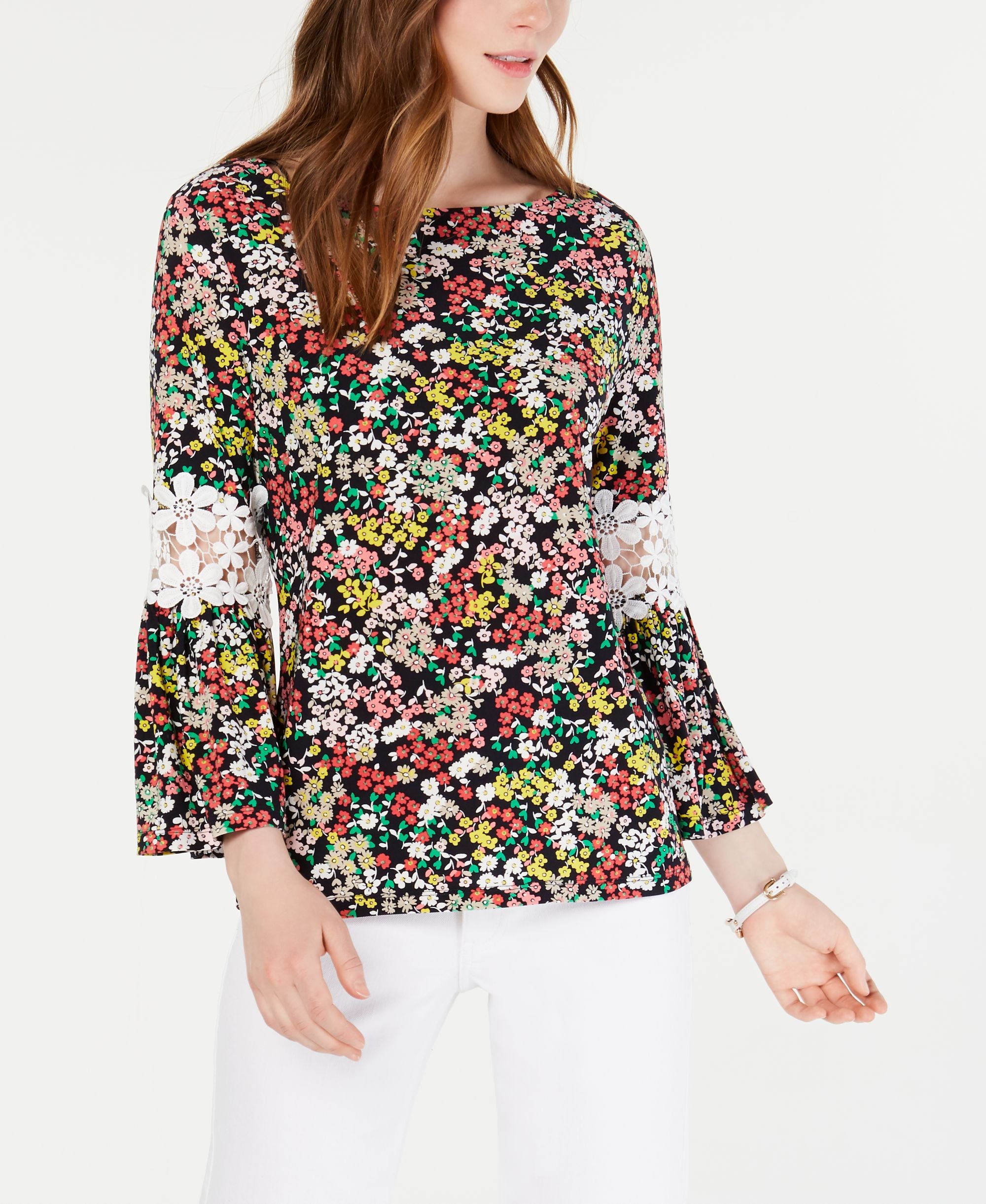 Tommy Hilfiger Crochet Panel Printed Top