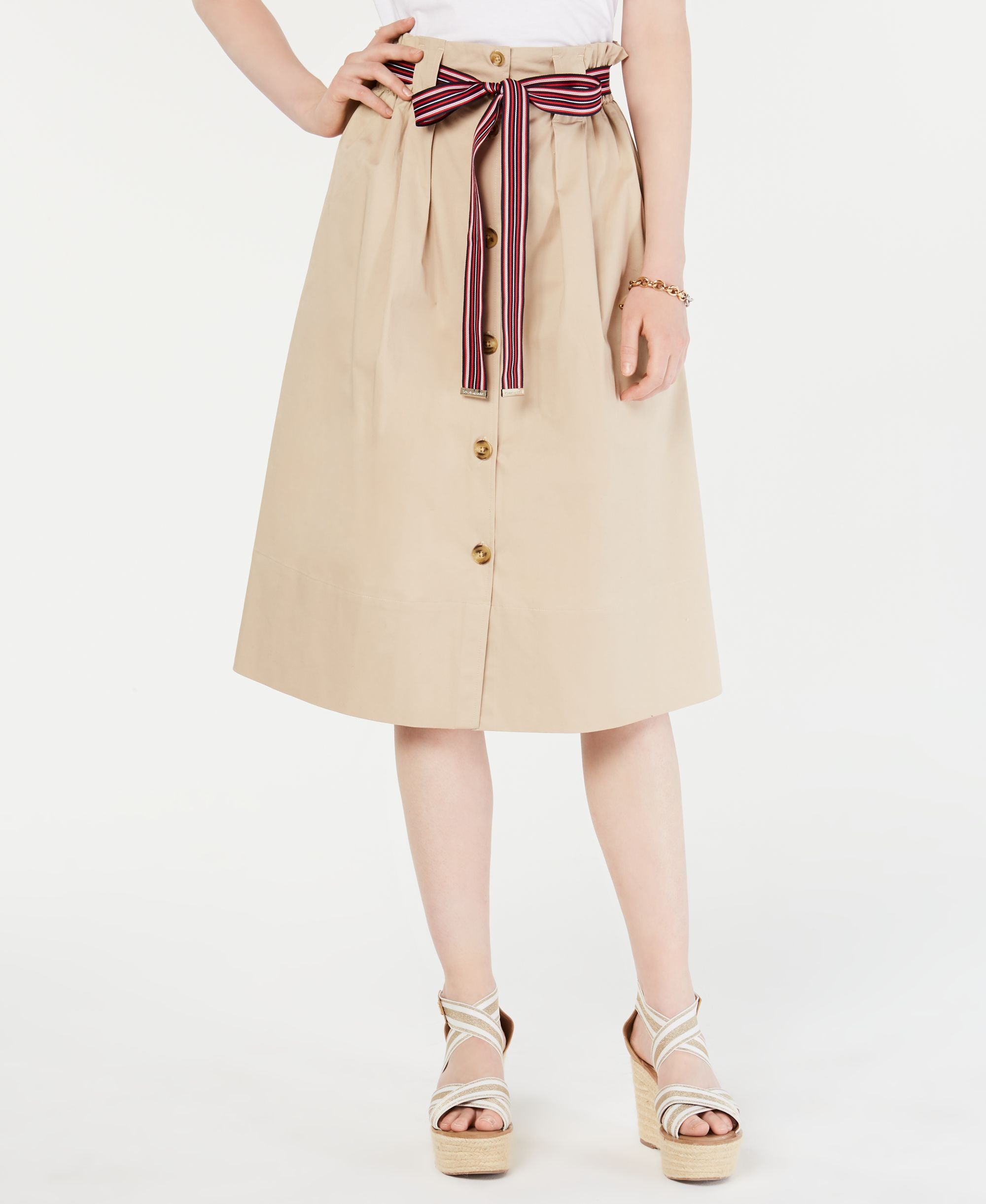 Tommy Hilfiger Tie Waist Button Down Skirt