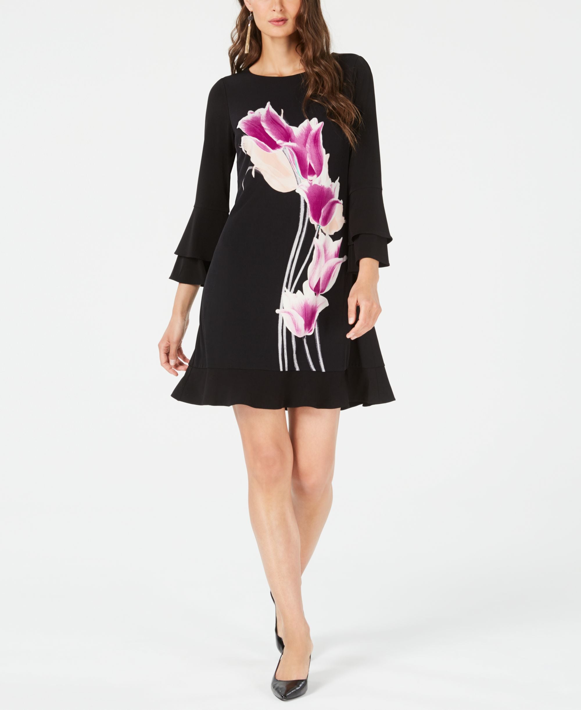 Alfani Petite Bell Sleeve Fit Flare Dress