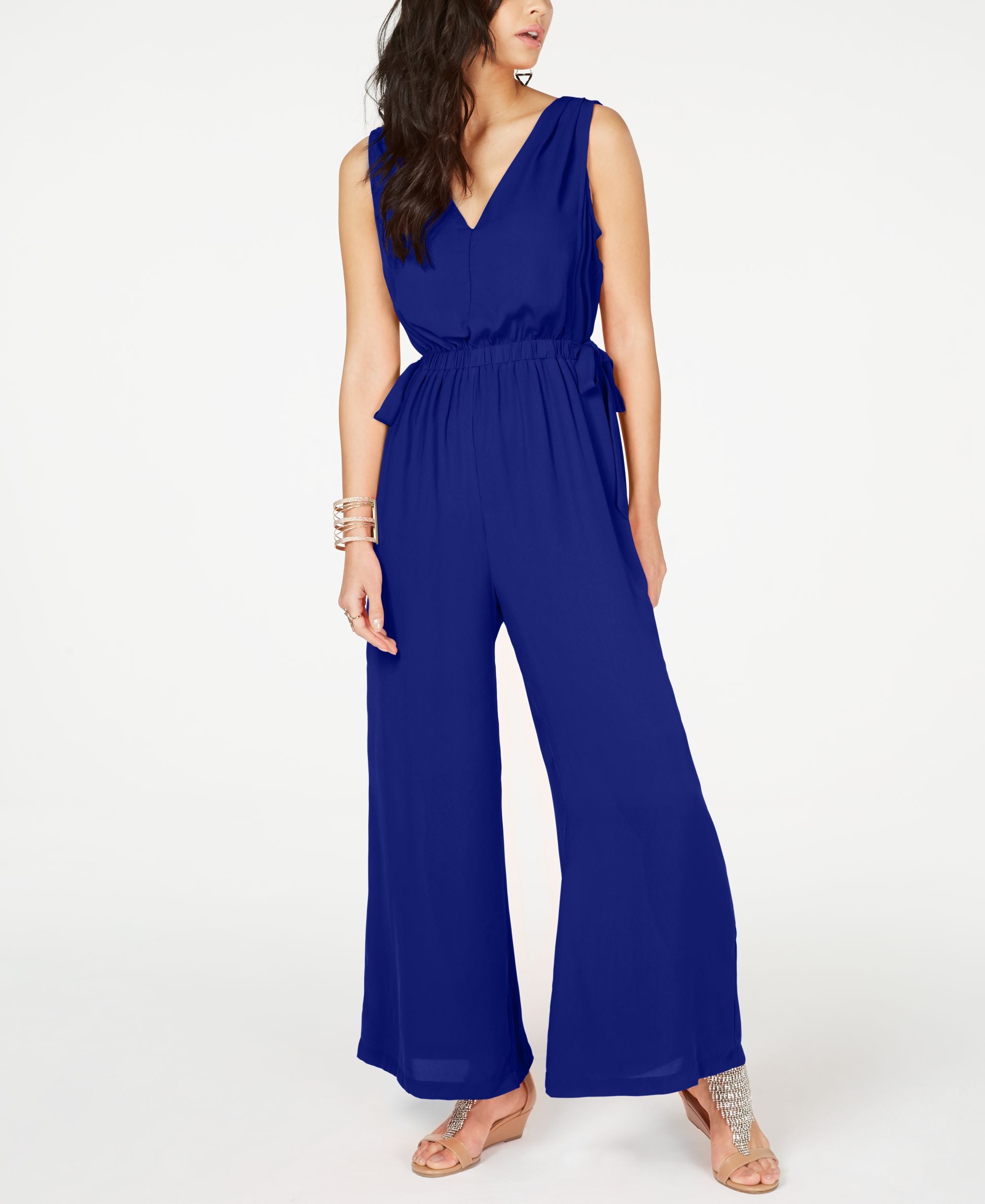 Thalia Sodi Tie Waist V Neck Jumpsuit