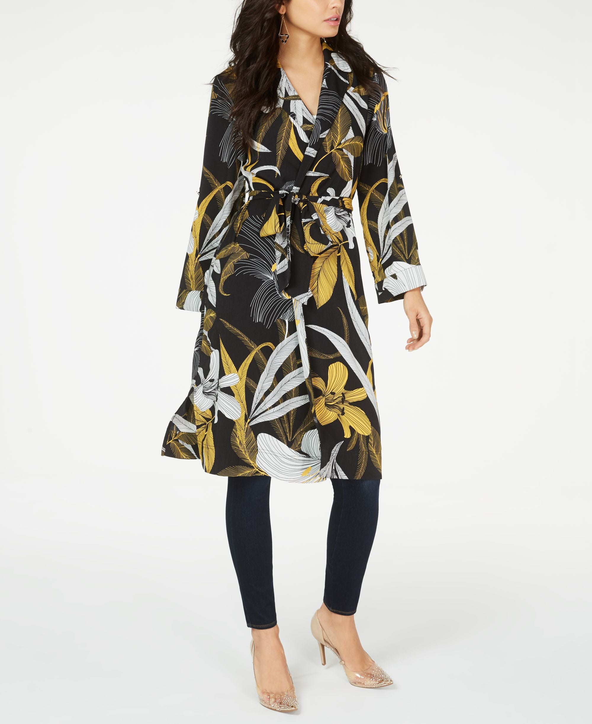 Thalia Sodi Floral Print Duster Jacket