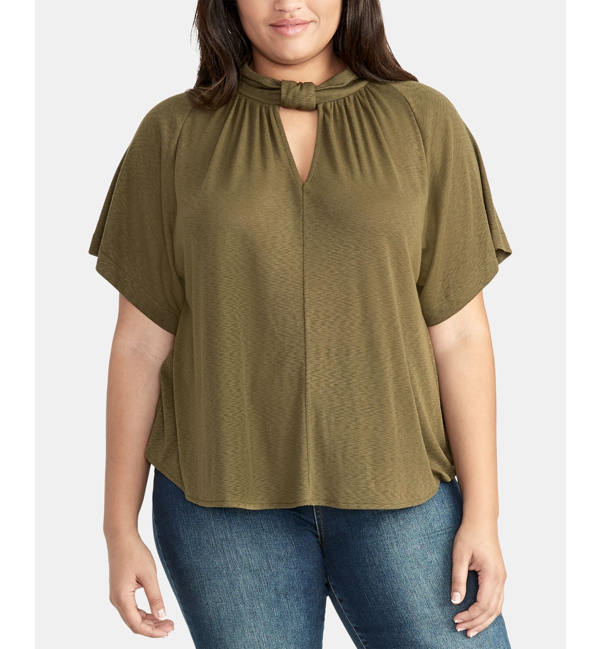 Rachel Rachel Roy Trendy Plus Size Keyhole Knit Top