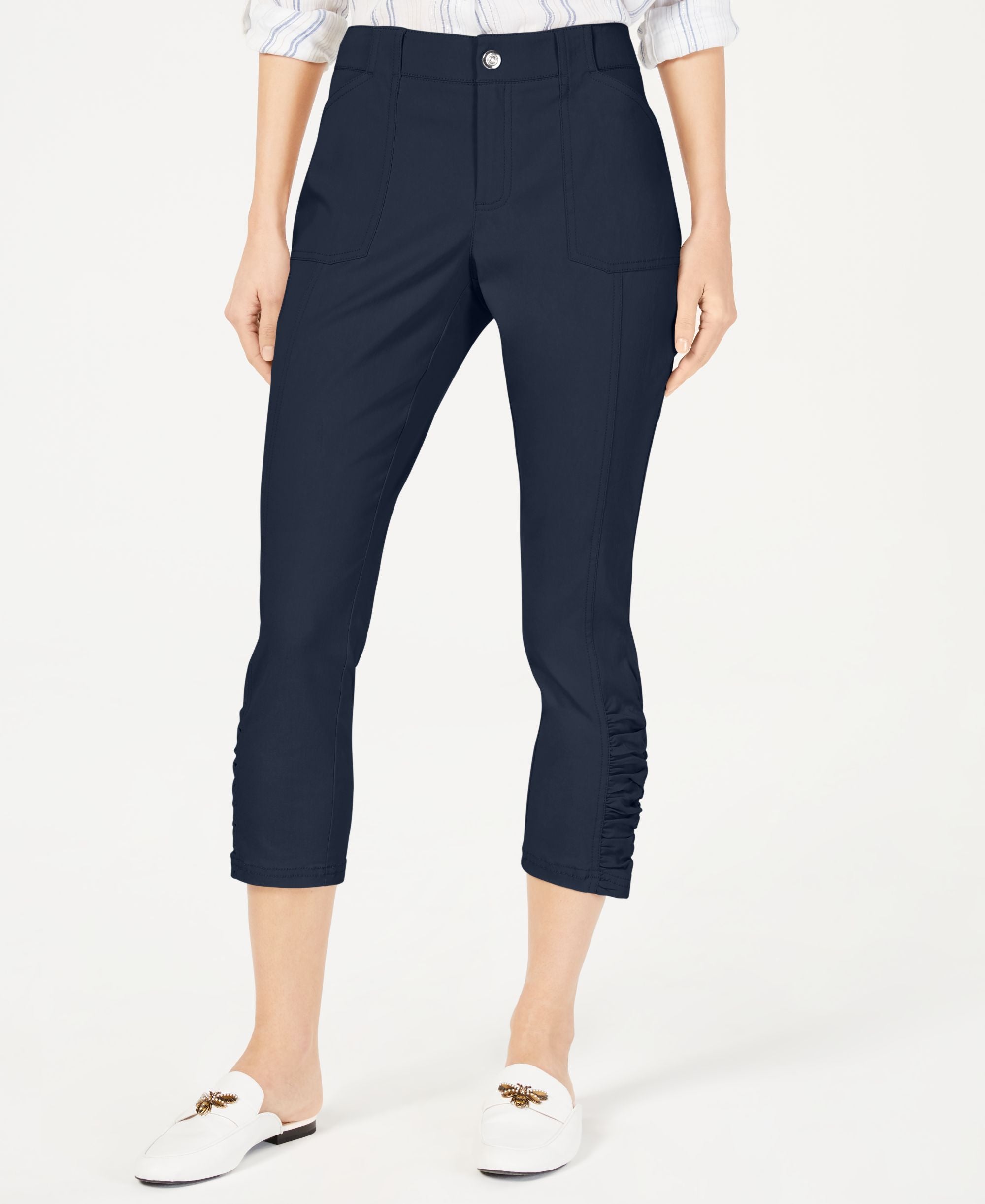 INC Curvy Ruched-Hem Cropped Pants