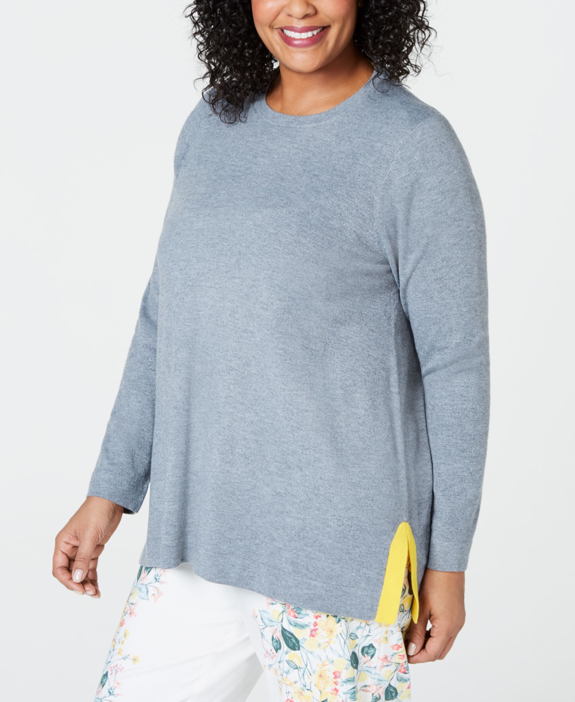 Plus Size Colorblocked-Detail Sweater