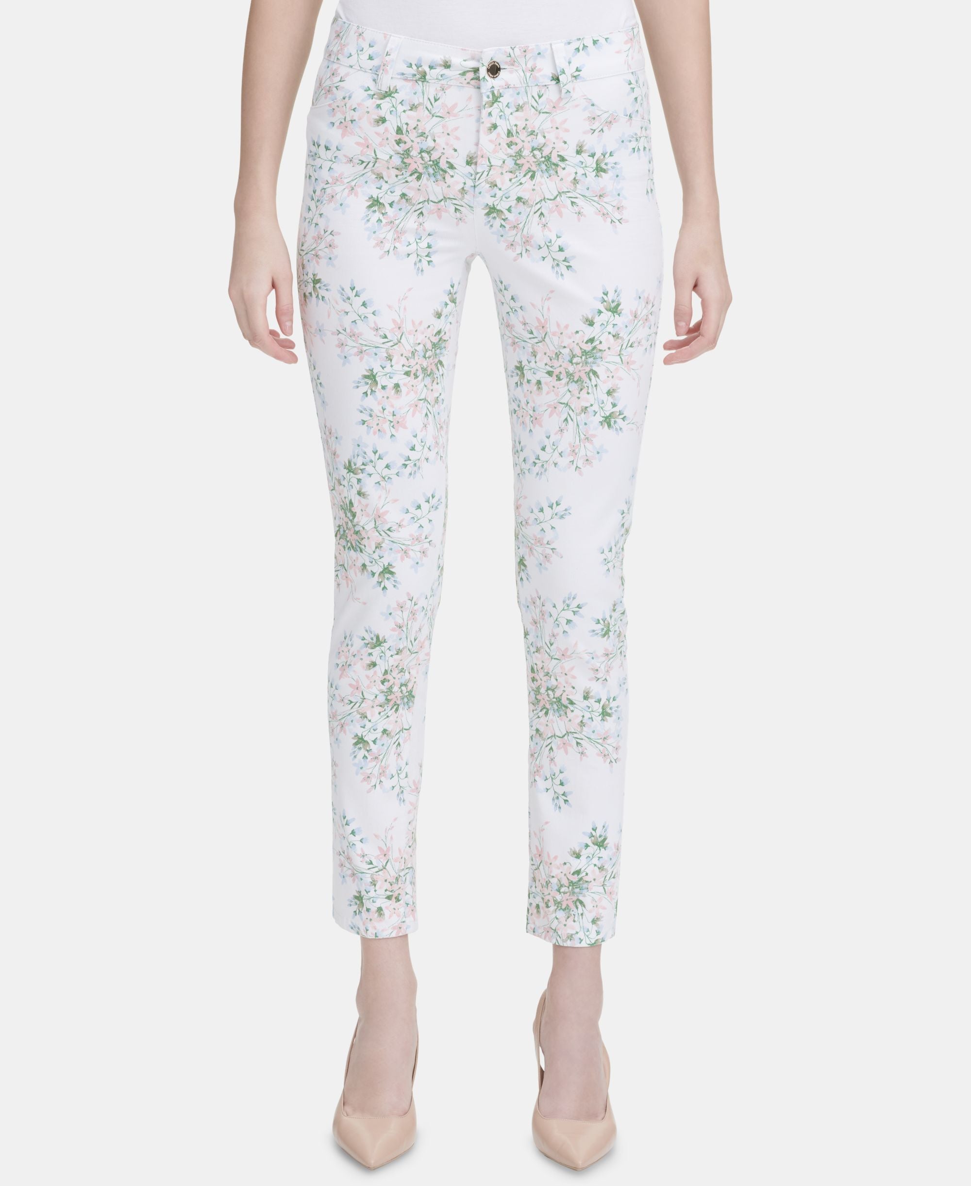 Calvin Klein Floral Print Polished Mid Rise Pants