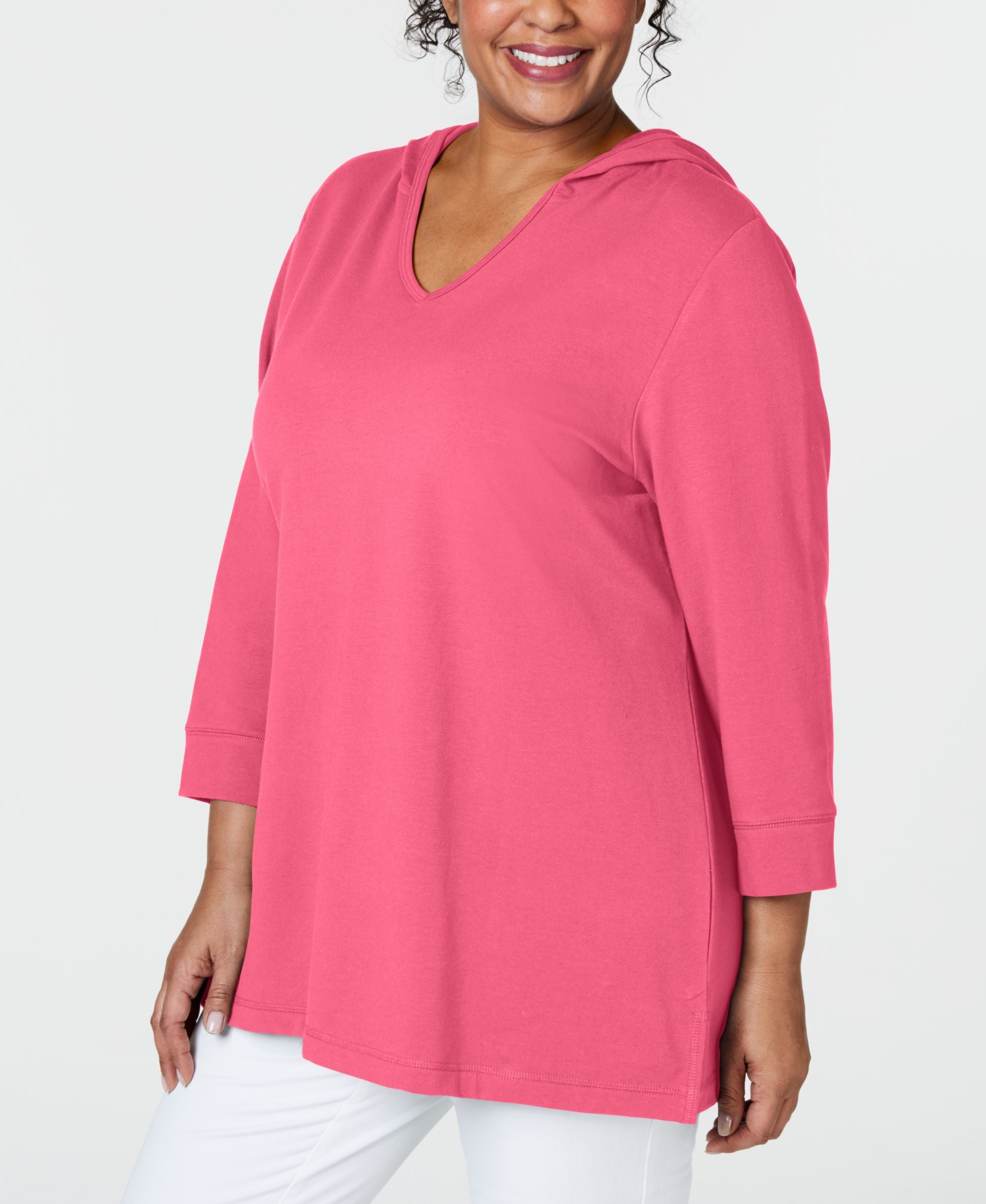 Karen Scott Plus Size Hooded Top