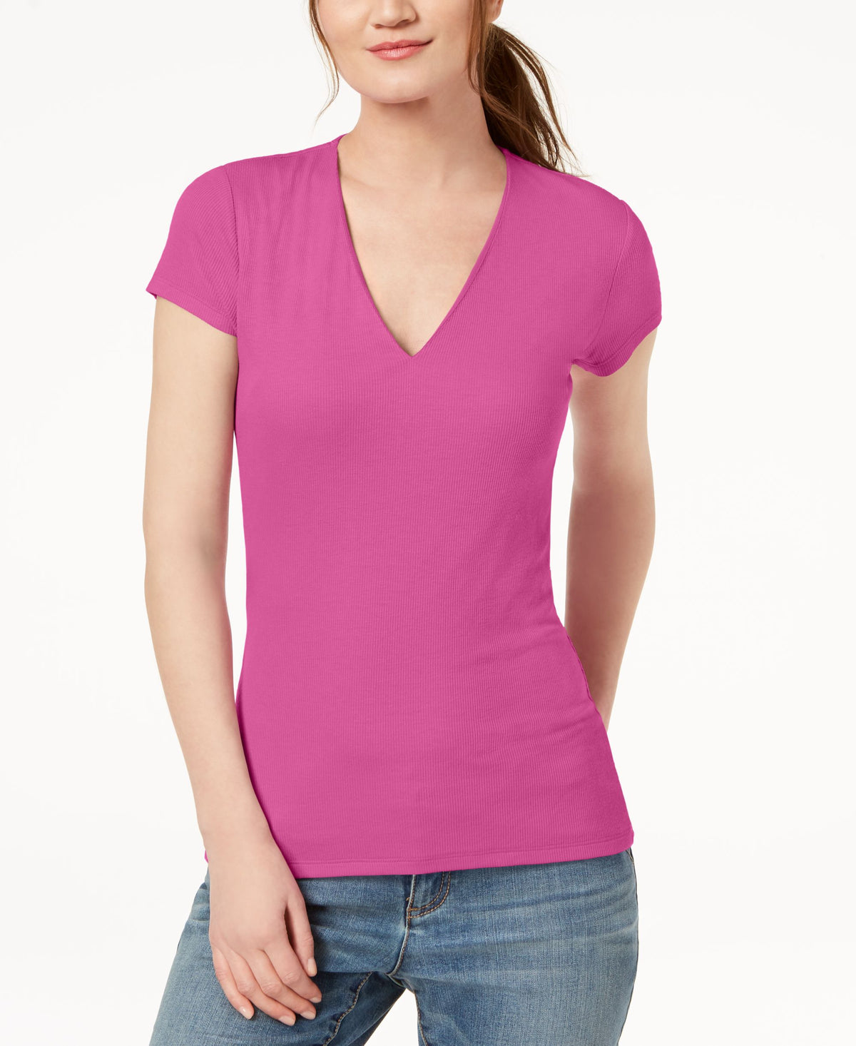 Women's Ribbed V-Neck Top