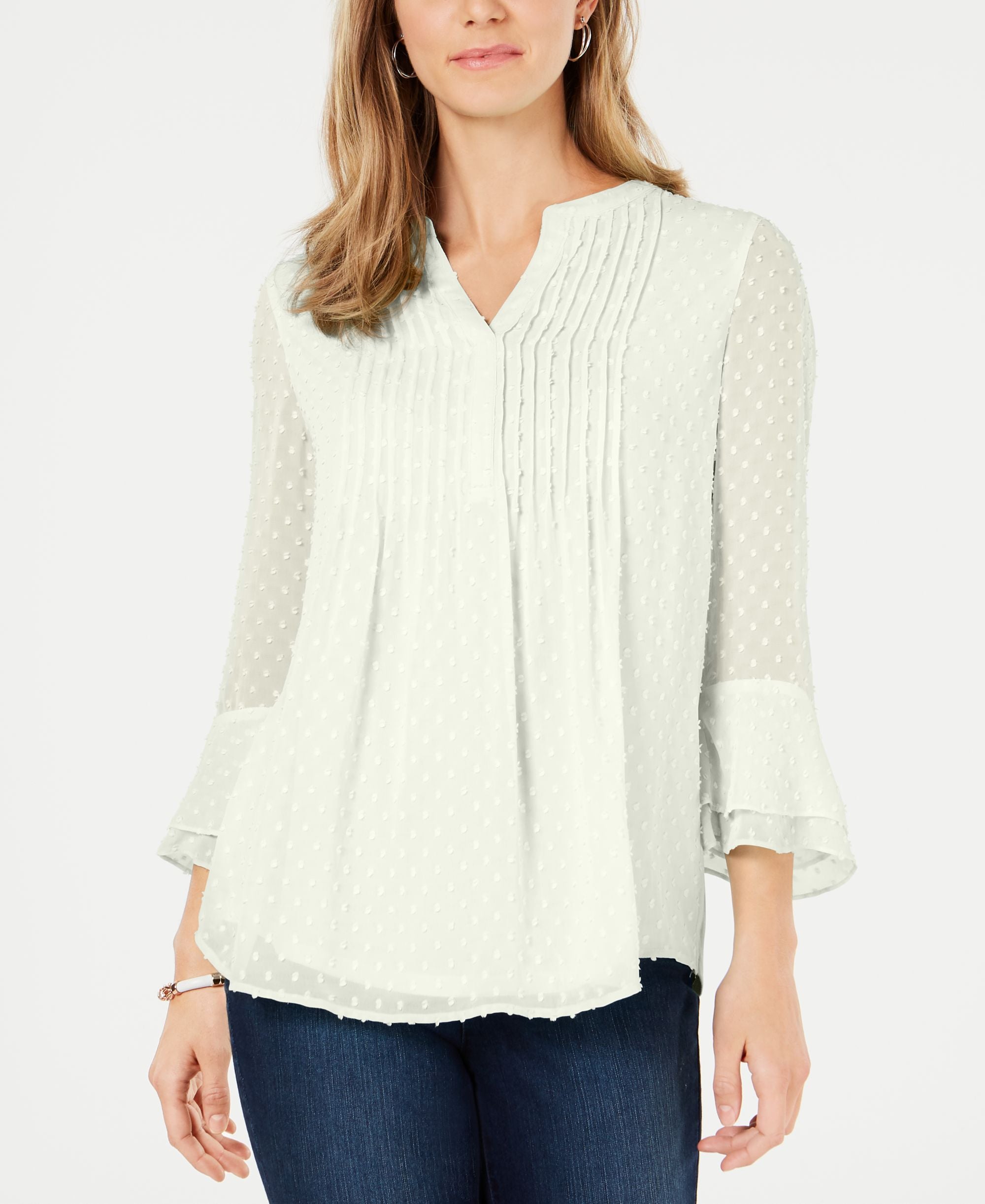 Women's Textured Pintuck Top, Regular & Petite