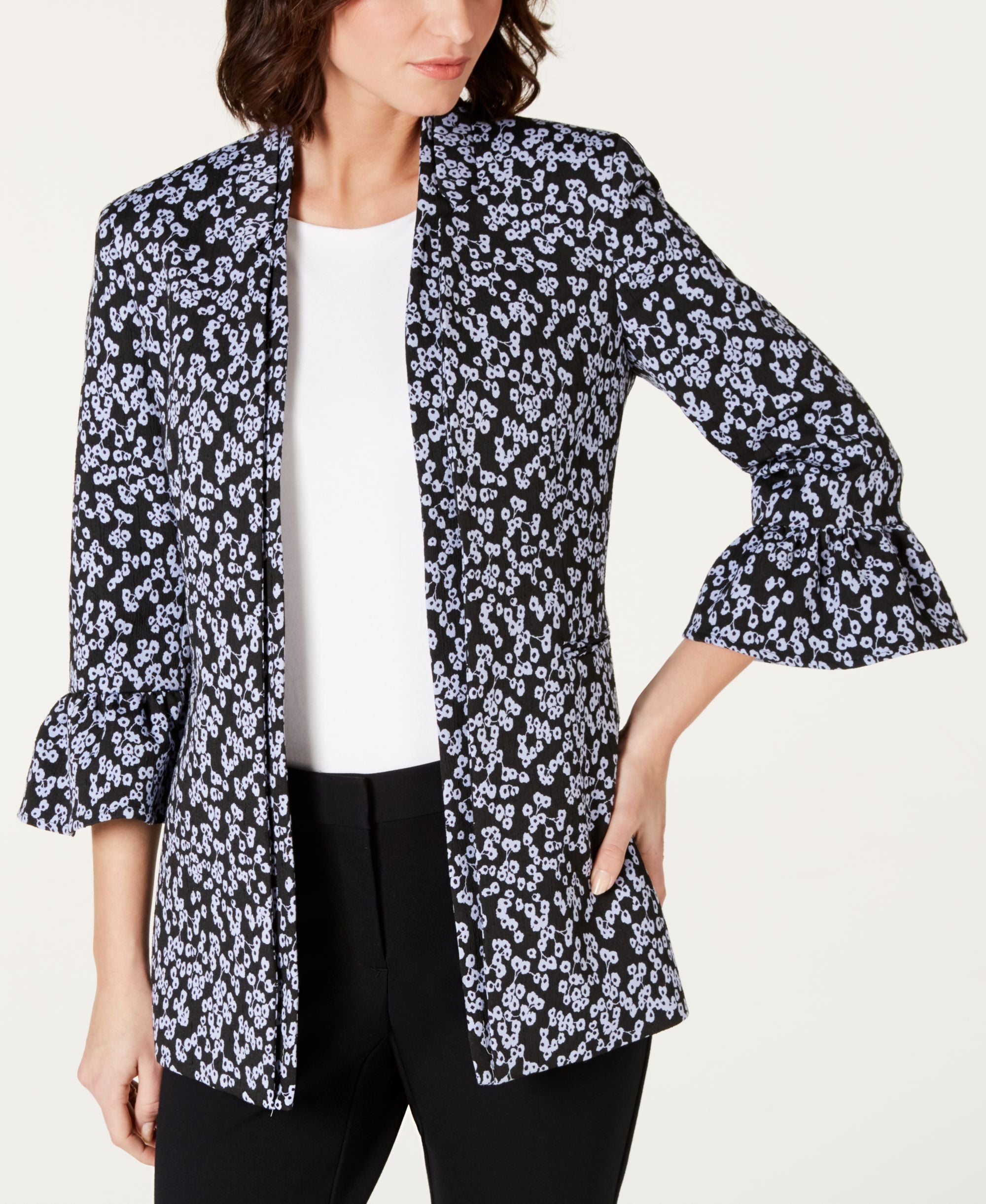 Nine West Ruffled Bell Sleeve Jacket