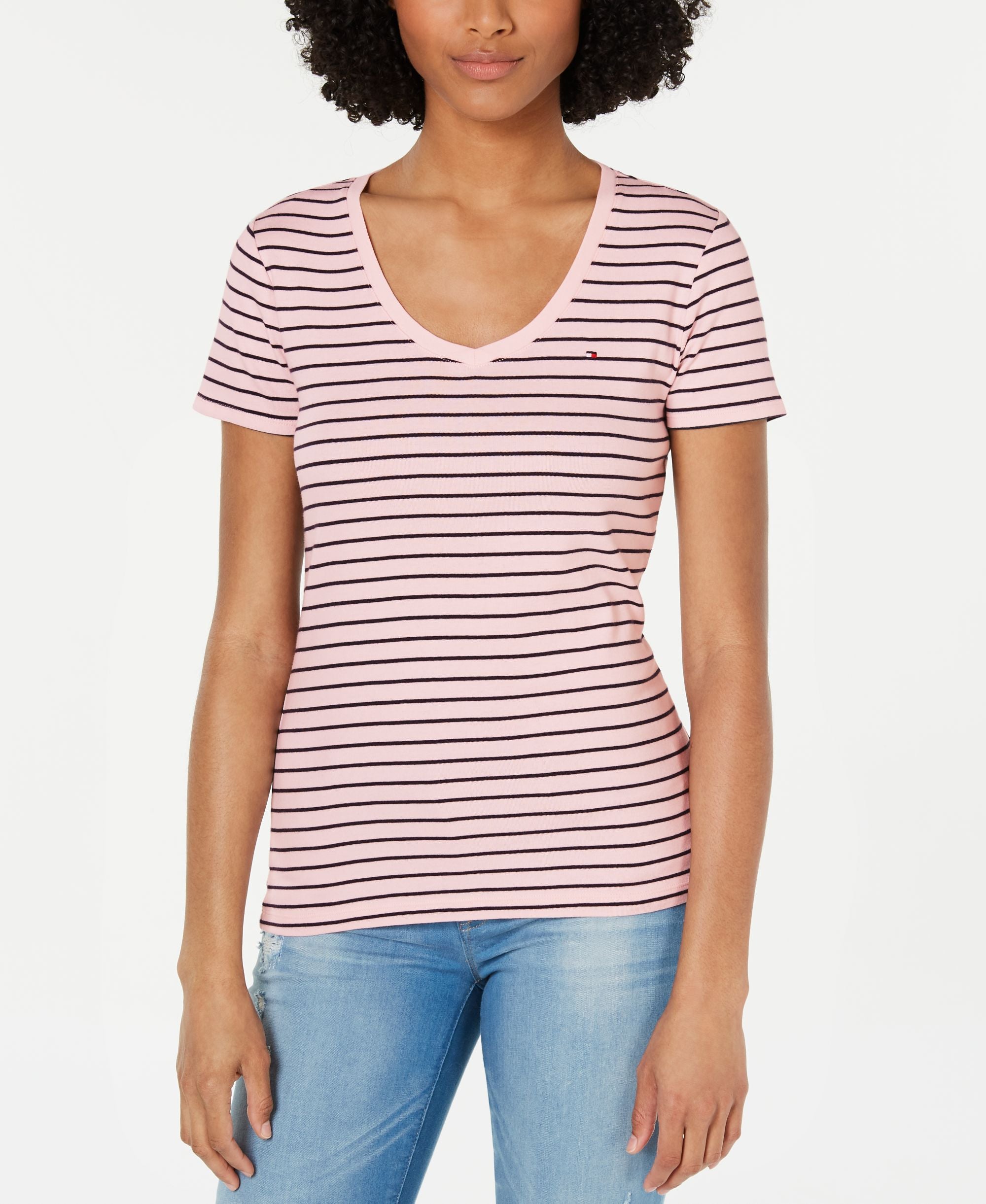 Tommy Hilfiger Cotton Striped Logo Accent Top