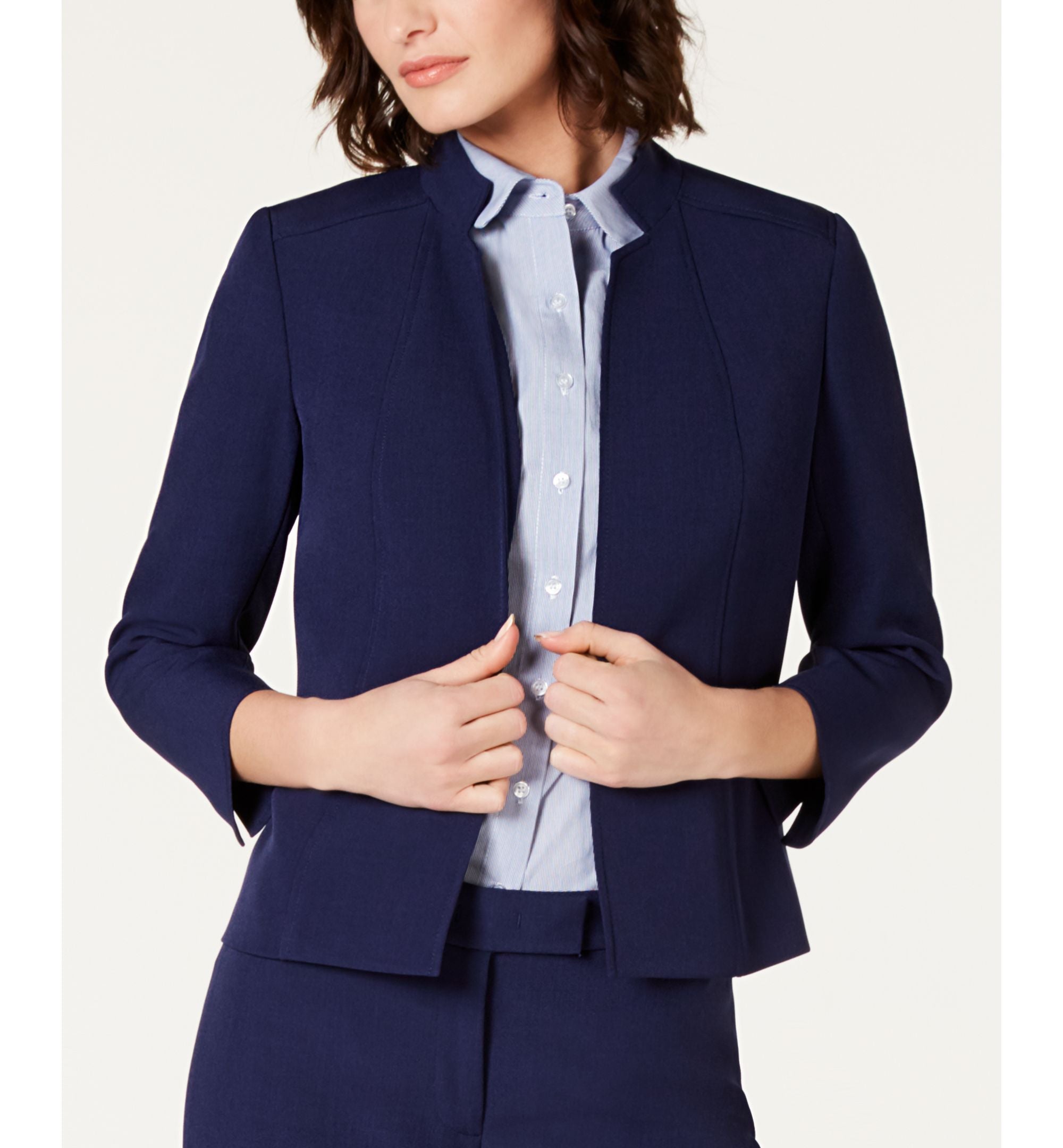 Star-Collar Open-Front Blazer