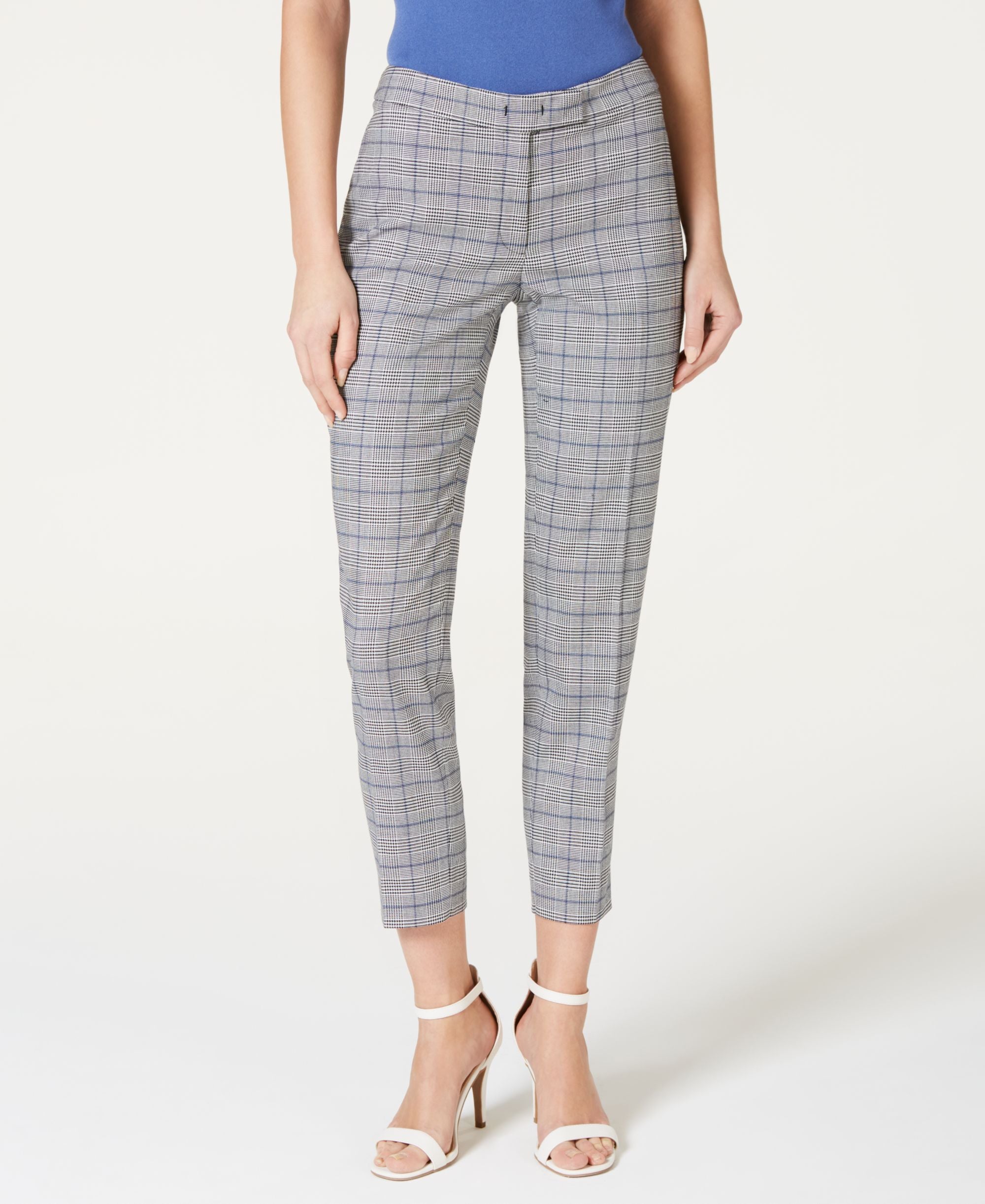 Anne Klein Plaid Extended Tab Pants
