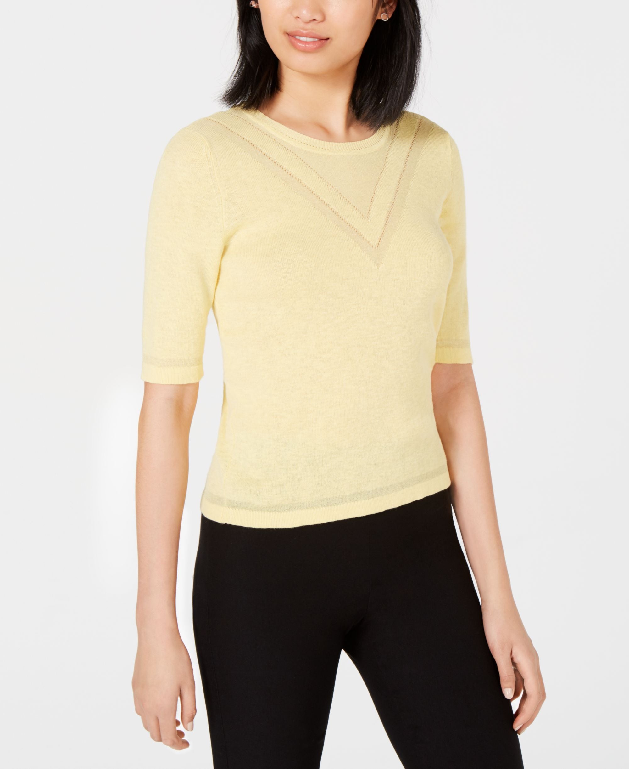 Maison Jules Crewneck Tonal Intarsia Sweater