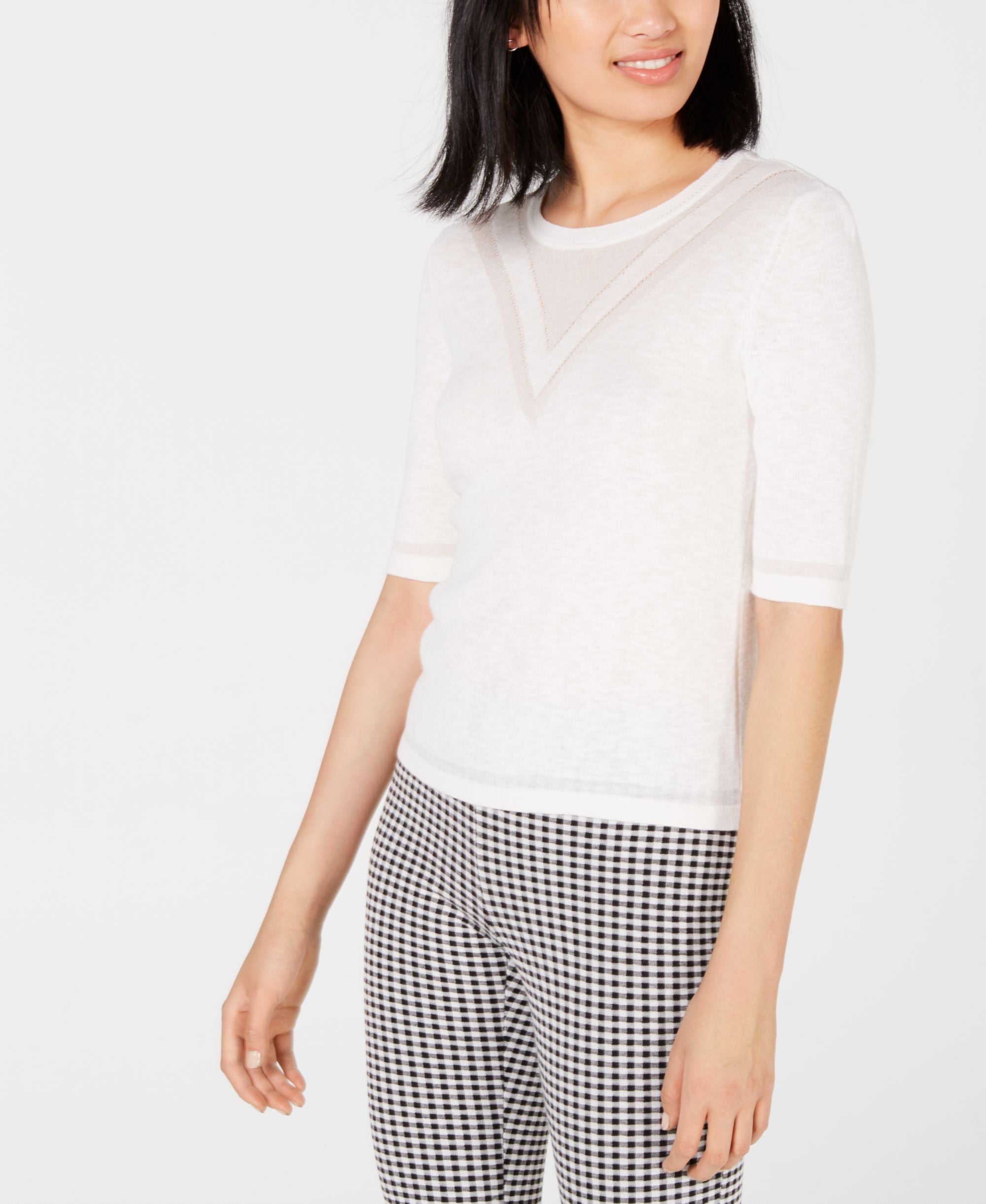 Maison Jules Crewneck Tonal Intarsia Sweater