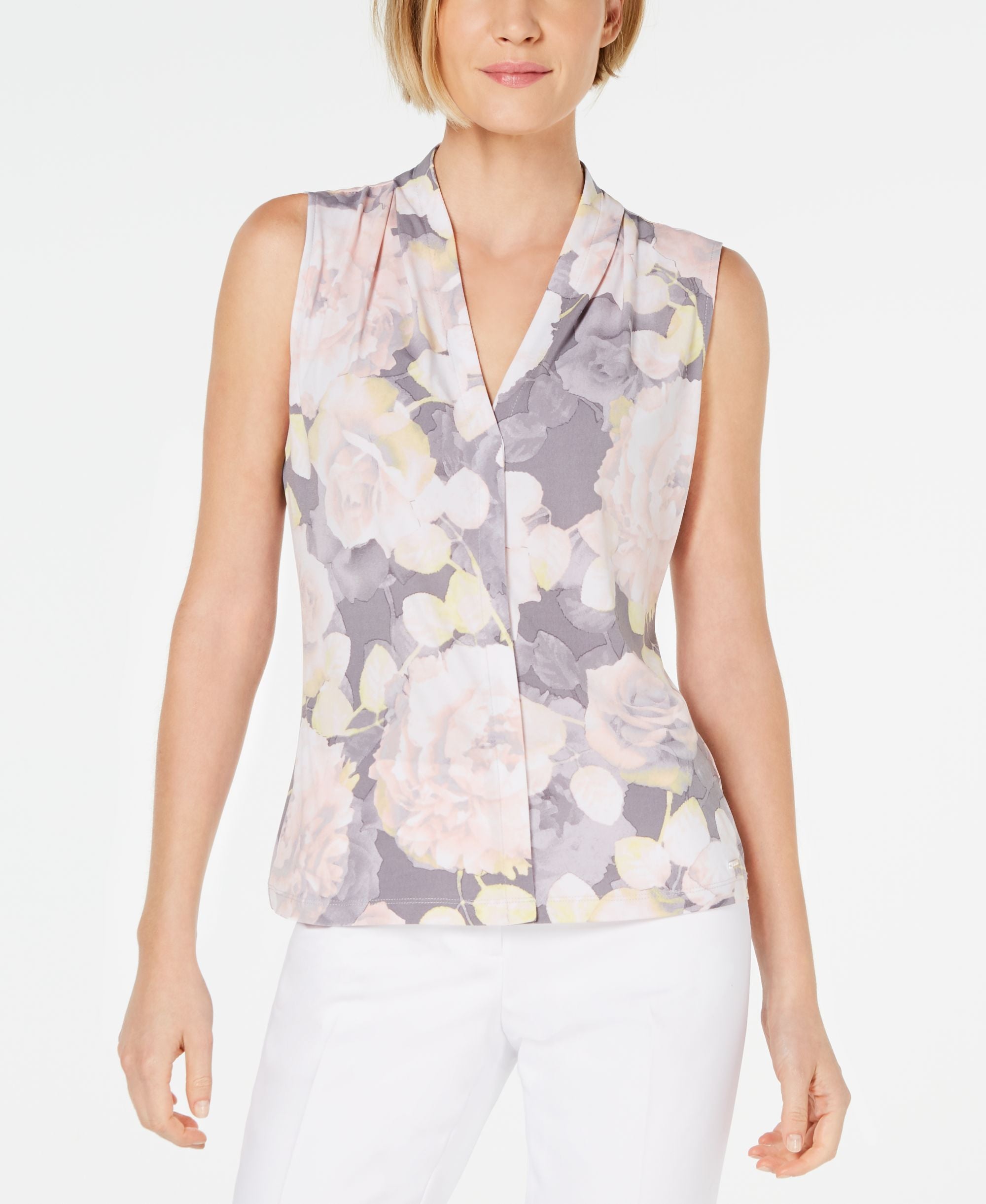 Calvin Klein Floral V Neck Top