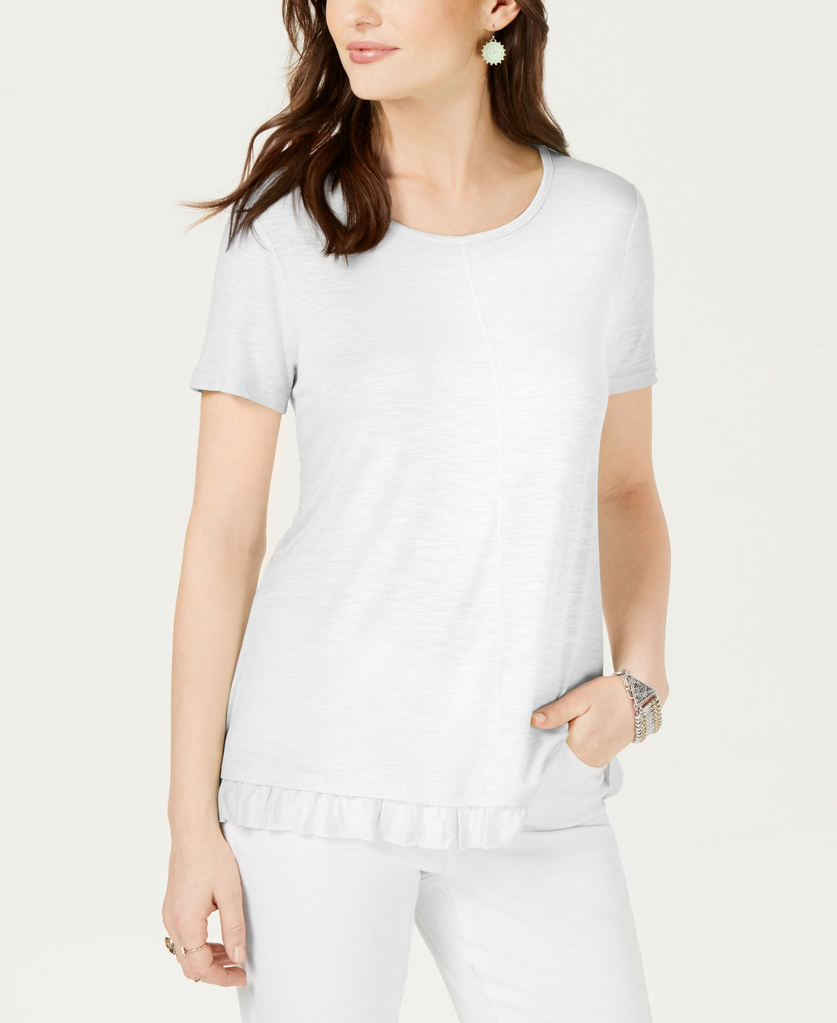 Style & Co Petite Ruffled Hem Top