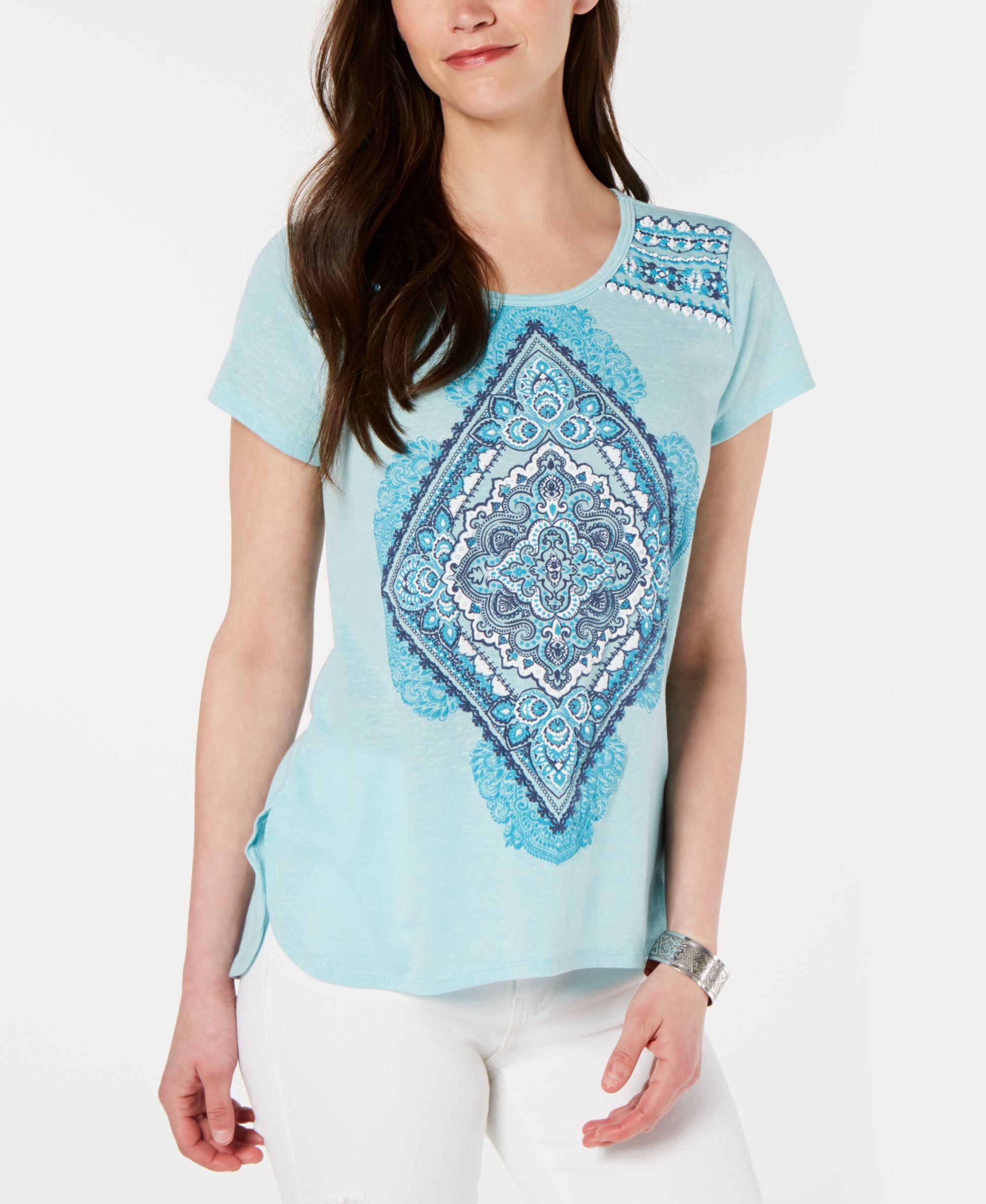 Style & Co Graphic Print High Low T-Shirt