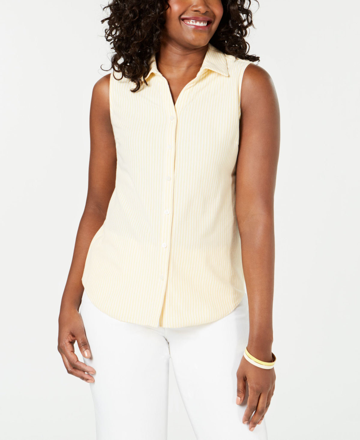 Petite Cotton Striped Pique Shirt