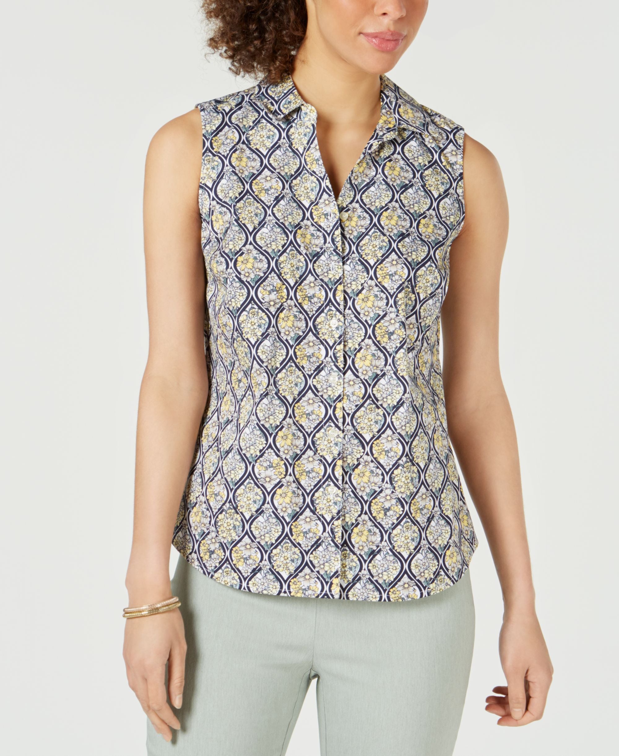 Petite Sleeveless Button-Up Shirt
