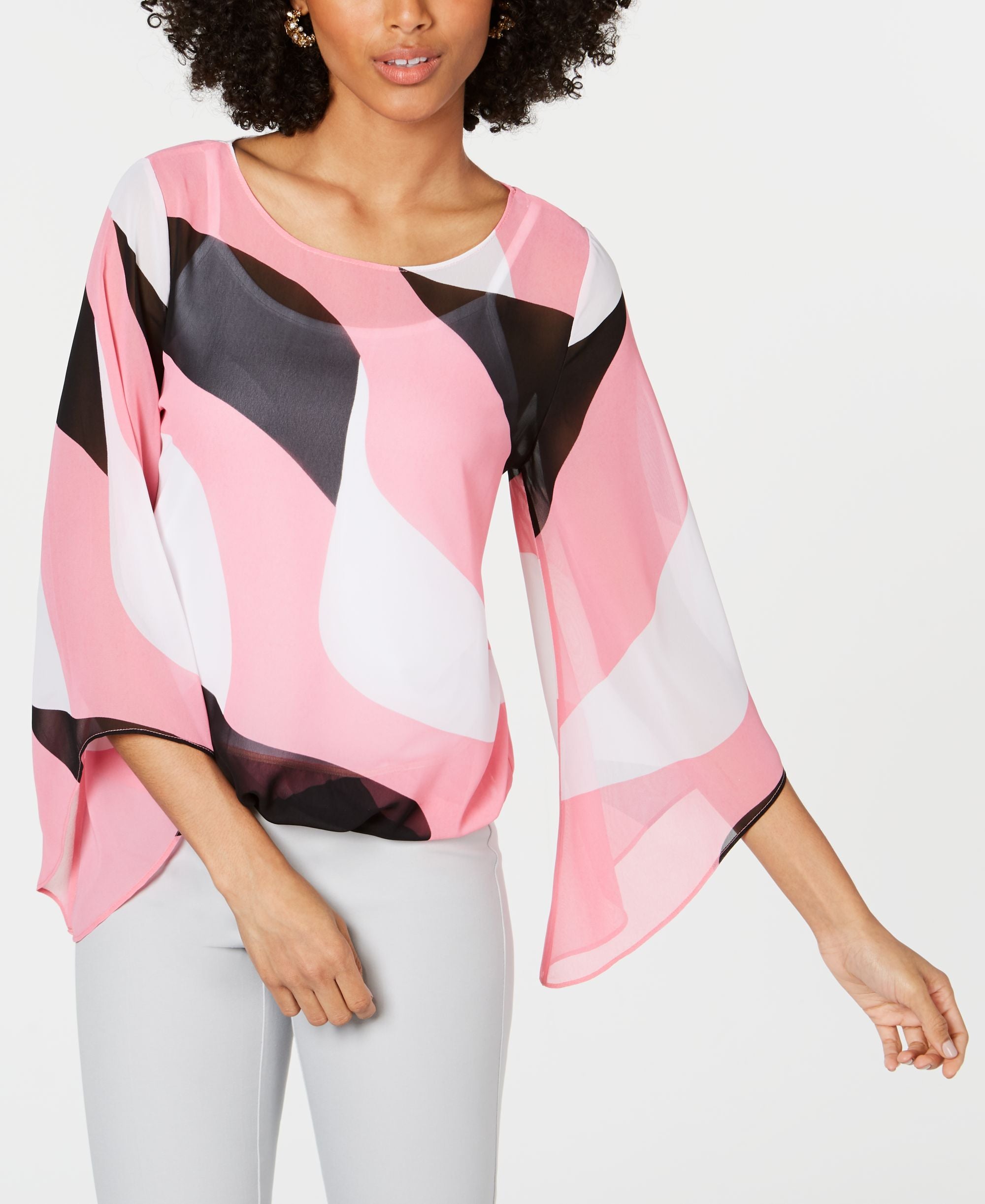 Alfani Petite Printed Bubble Top