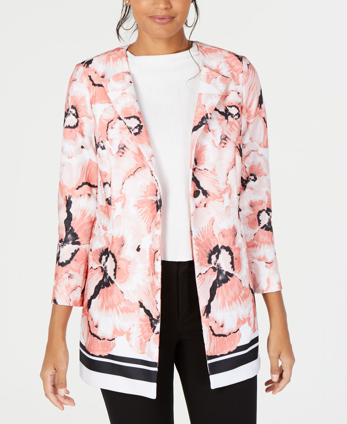 Printed One-Button Jacket