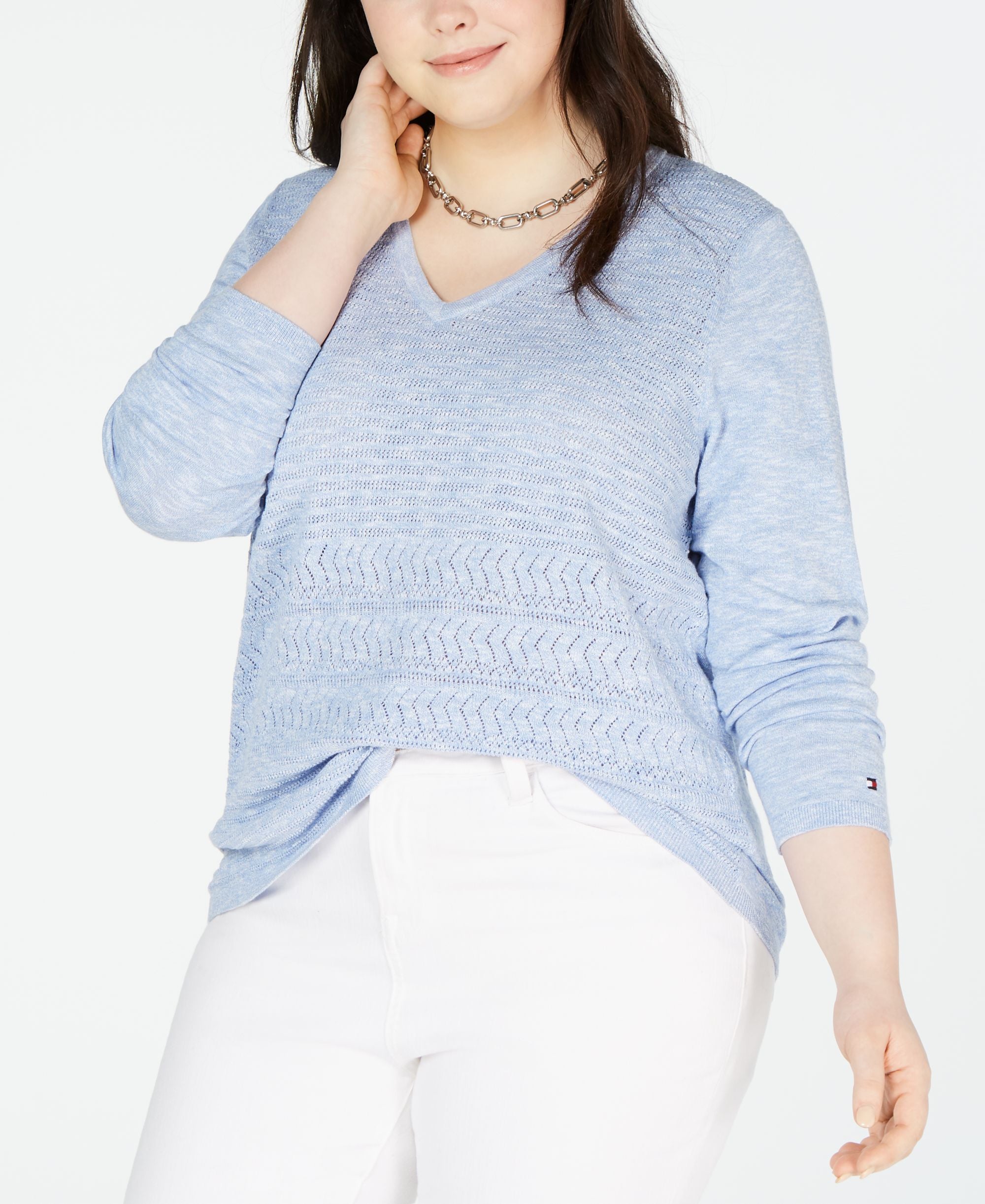 Tommy Hilfiger Plus Size Ivy Cotton Pointelle Sweater
