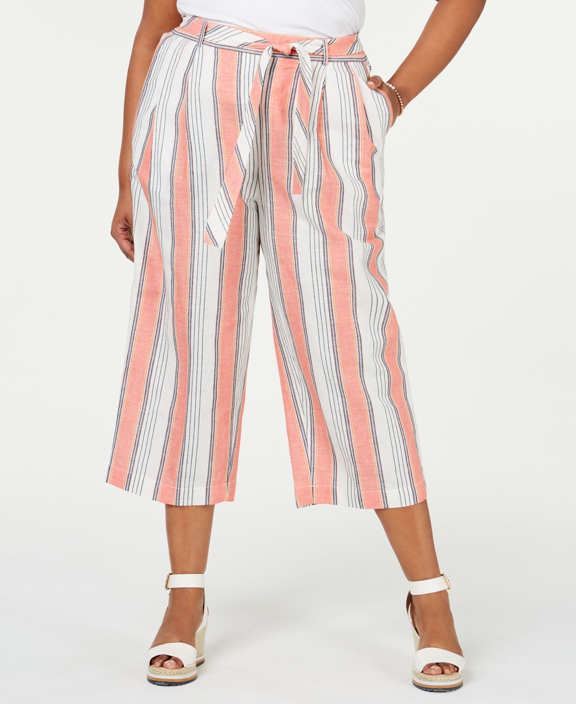 Tommy Hilfiger Plus Size Striped Pull On Capris