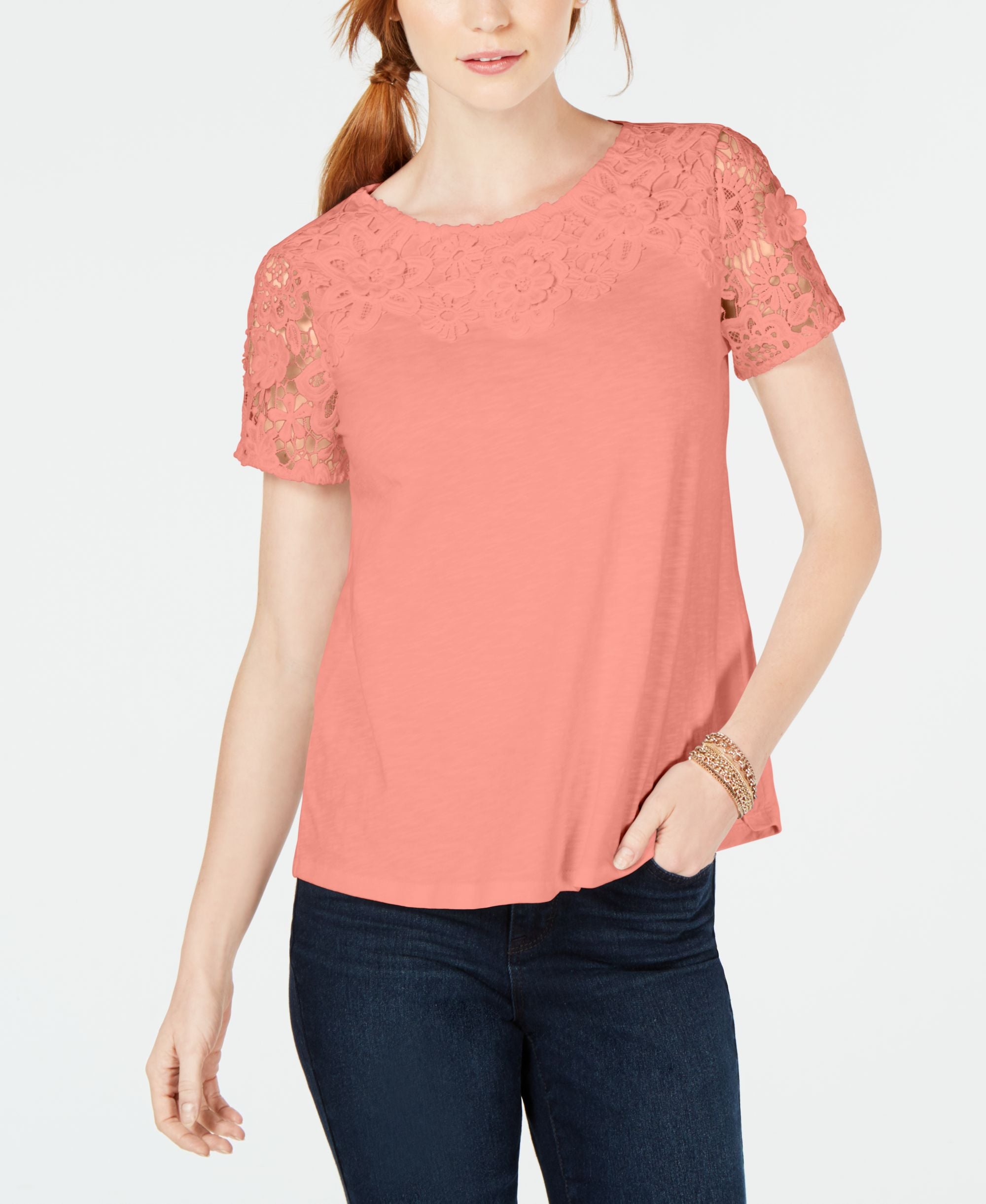 Petite Cotton Embroidered T-Shirt