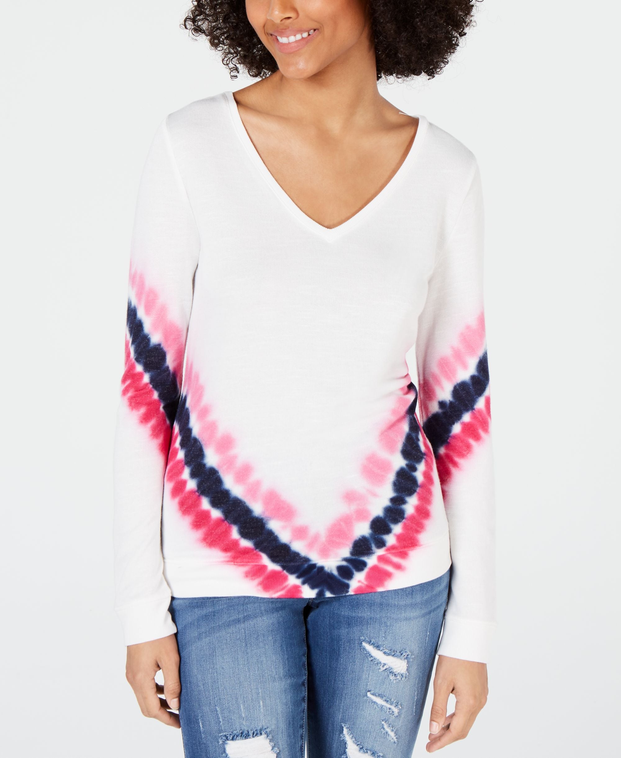 V Neck Tie Dye Sweatshirt